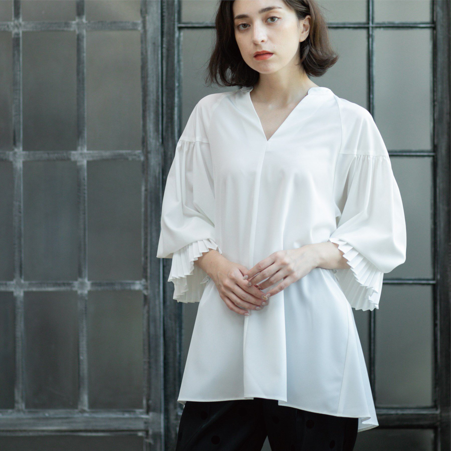 OPAQUE.CLIP「プリーツキャンディスリーブブラウス【洗濯機洗い可】」|シャツ・ブラウス|