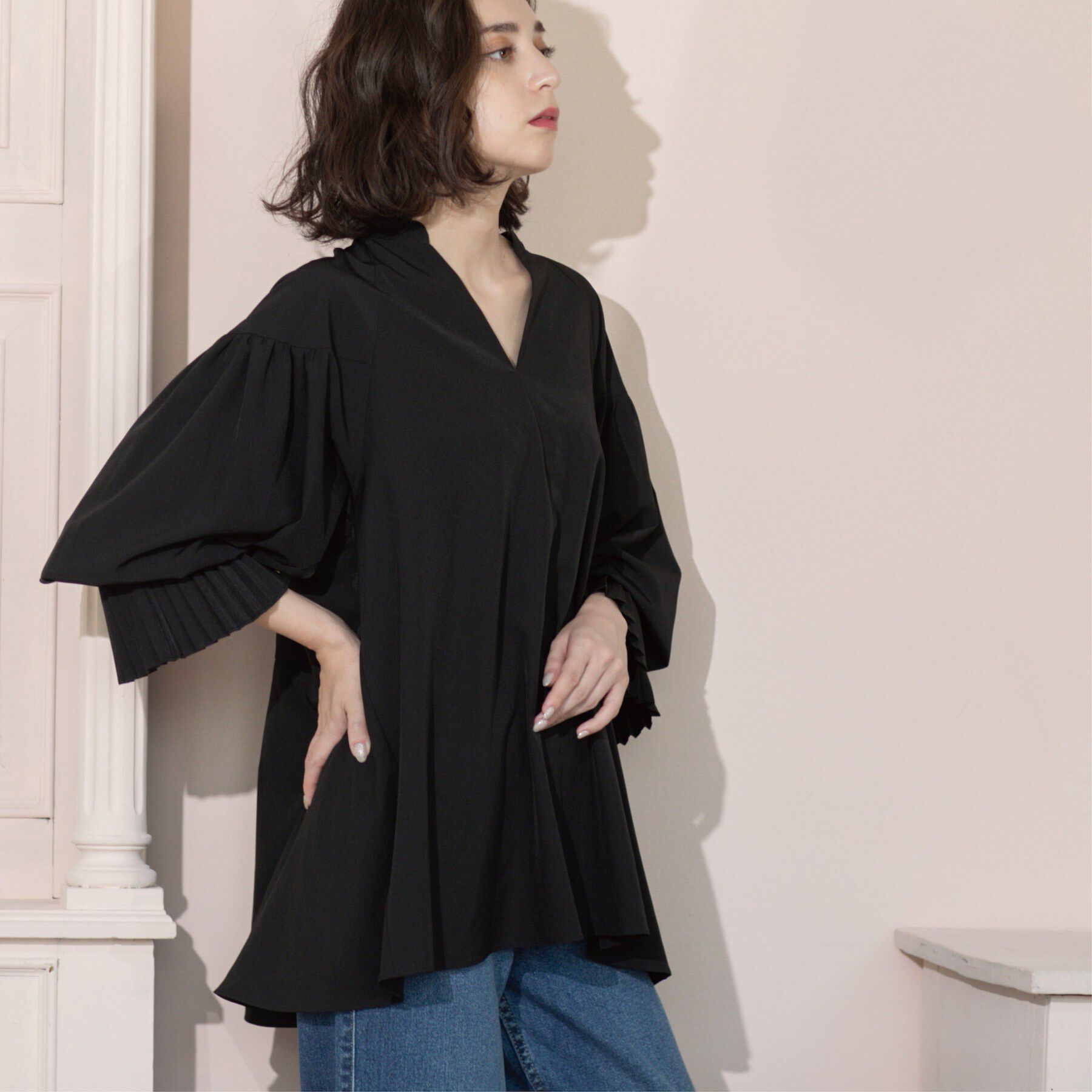 OPAQUE.CLIP「プリーツキャンディスリーブブラウス【洗濯機洗い可】」|シャツ・ブラウス|