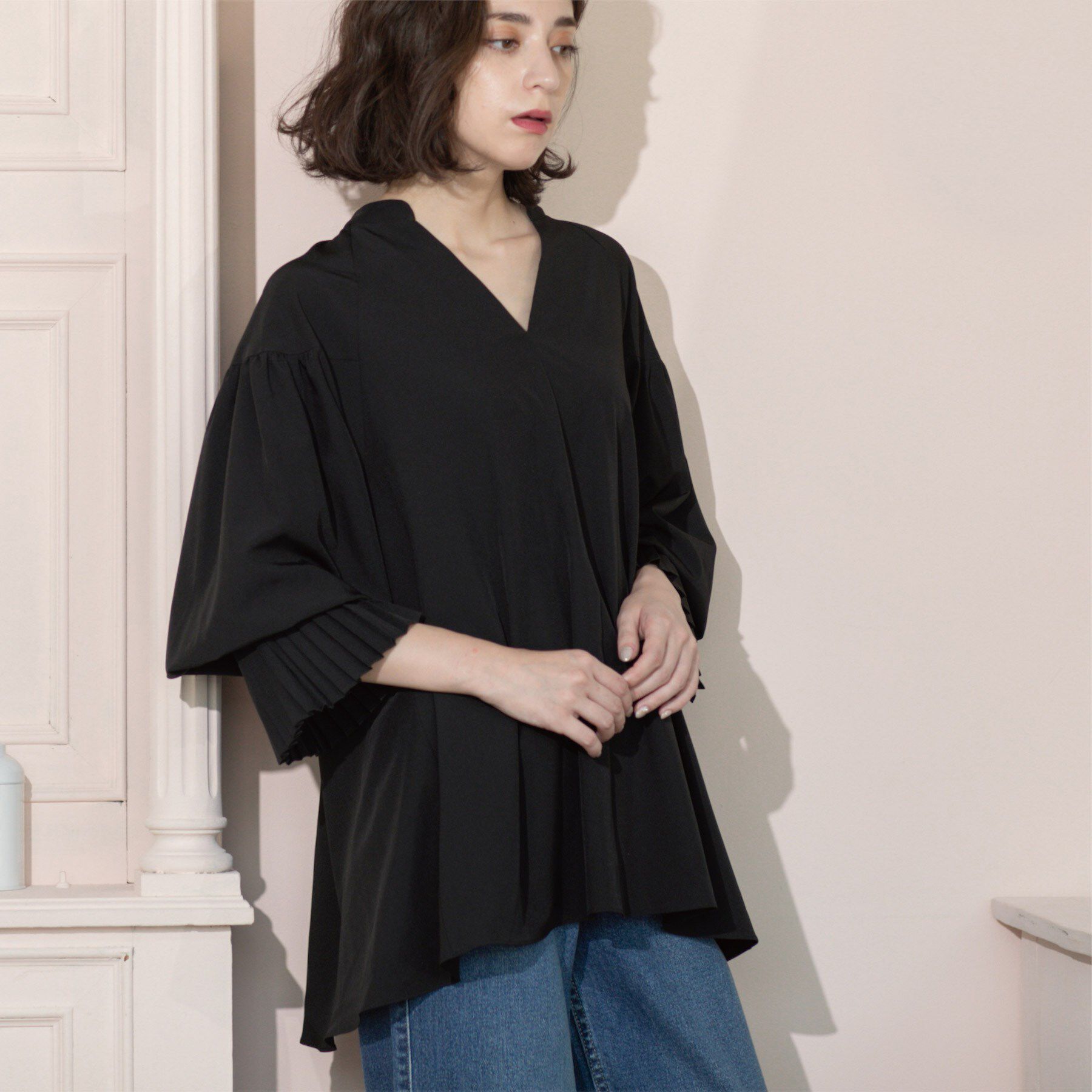 OPAQUE.CLIP「プリーツキャンディスリーブブラウス【洗濯機洗い可】」|シャツ・ブラウス|