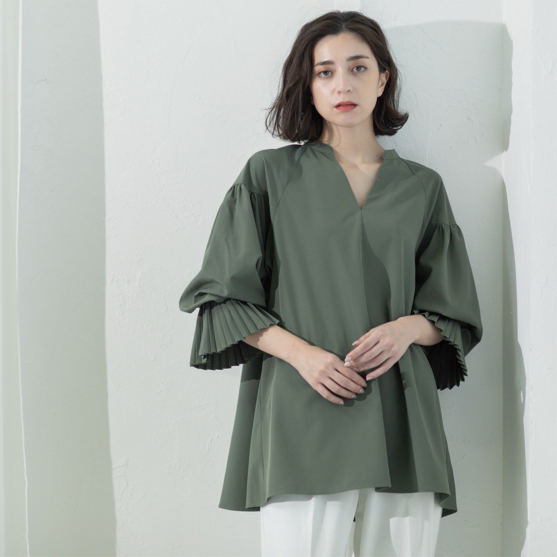 OPAQUE.CLIP「プリーツキャンディスリーブブラウス【洗濯機洗い可】」|シャツ・ブラウス|