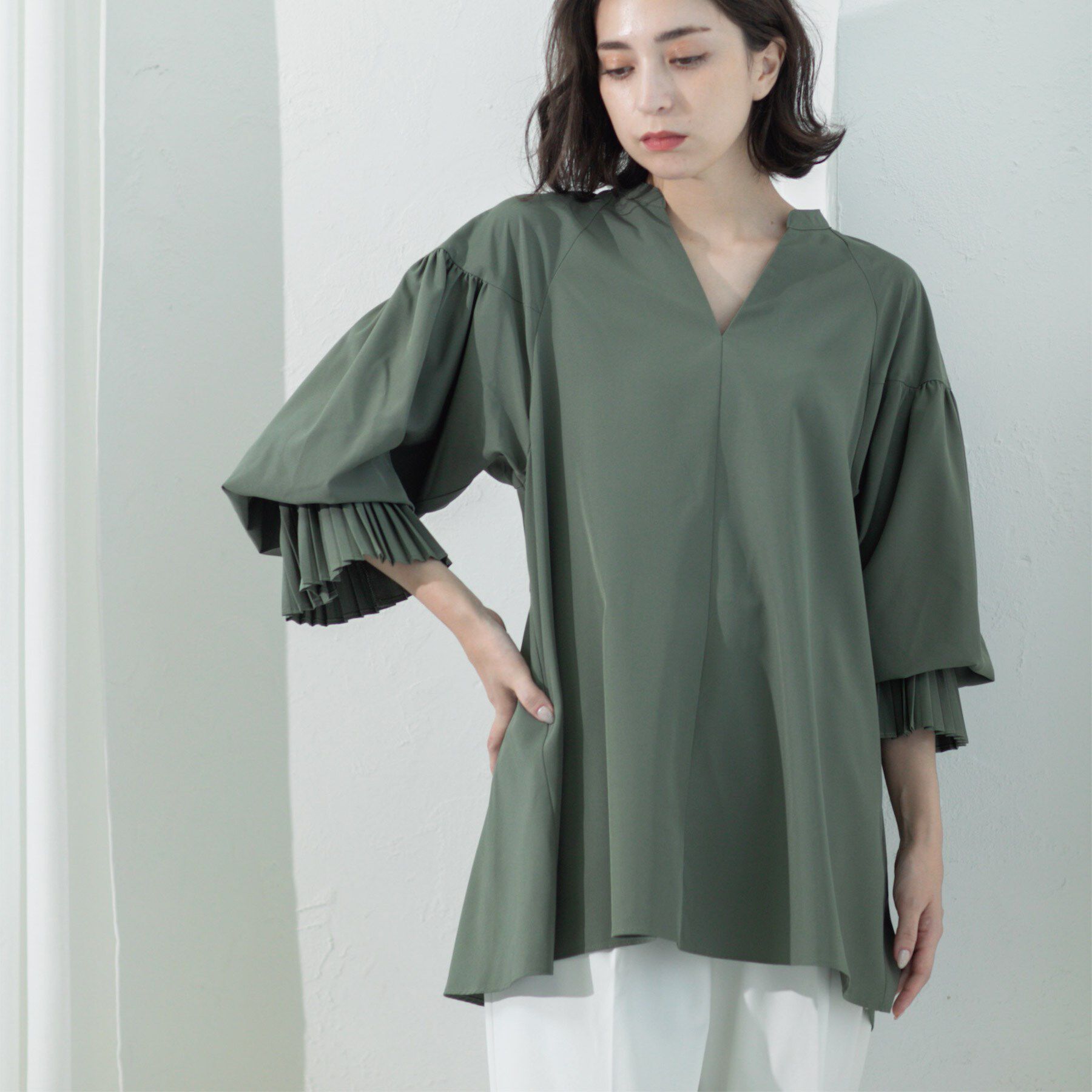 OPAQUE.CLIP「プリーツキャンディスリーブブラウス【洗濯機洗い可】」|シャツ・ブラウス|