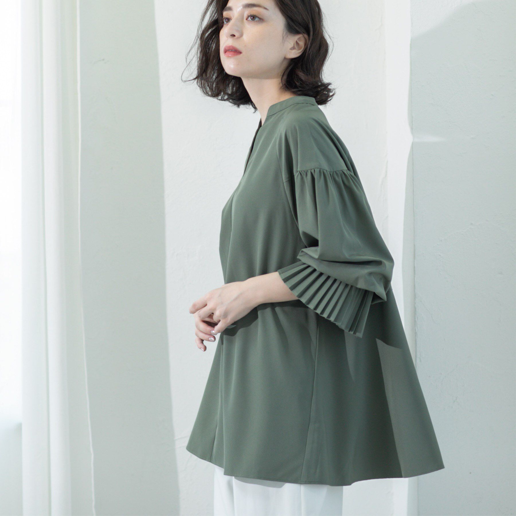 OPAQUE.CLIP「プリーツキャンディスリーブブラウス【洗濯機洗い可】」|シャツ・ブラウス|