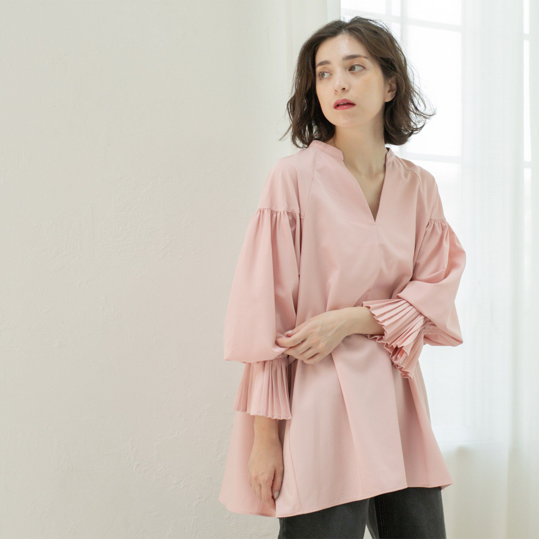 OPAQUE.CLIP「プリーツキャンディスリーブブラウス【洗濯機洗い可】」|シャツ・ブラウス|