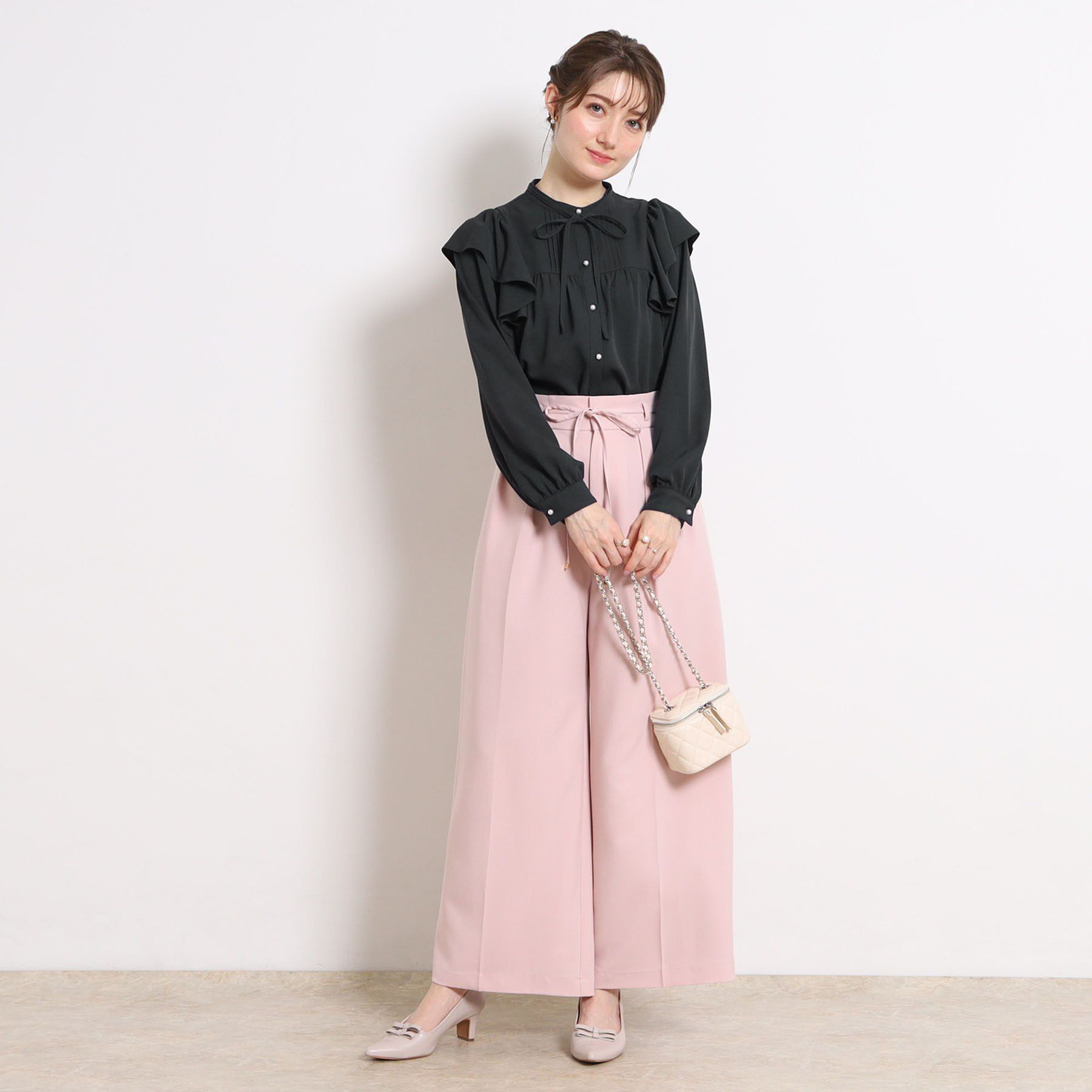 Couture broach「【洗える・リボン取り外し可】フリルジョーゼットブラウス」|シャツ・ブラウス|