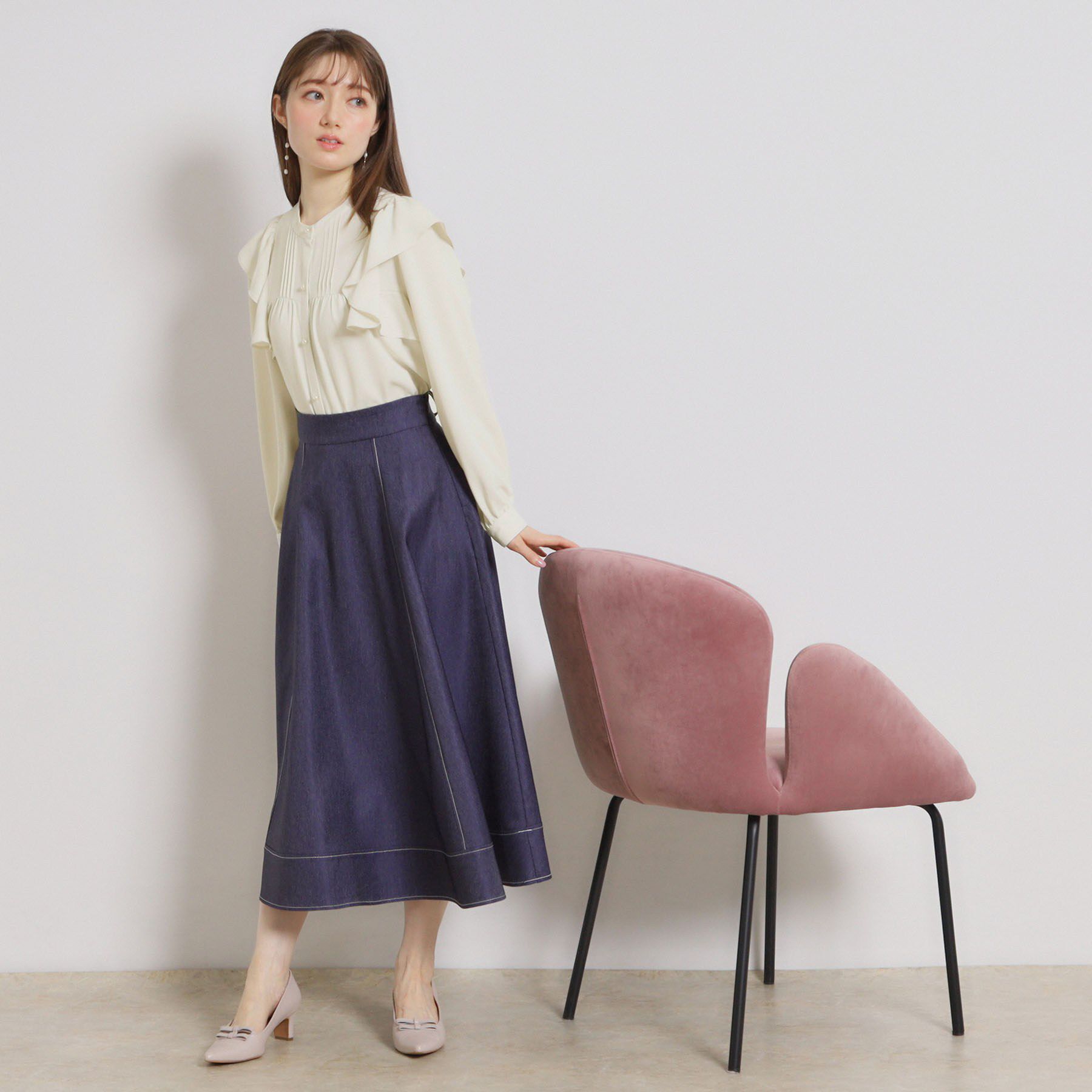 Couture broach「【洗える・リボン取り外し可】フリルジョーゼットブラウス」|シャツ・ブラウス|