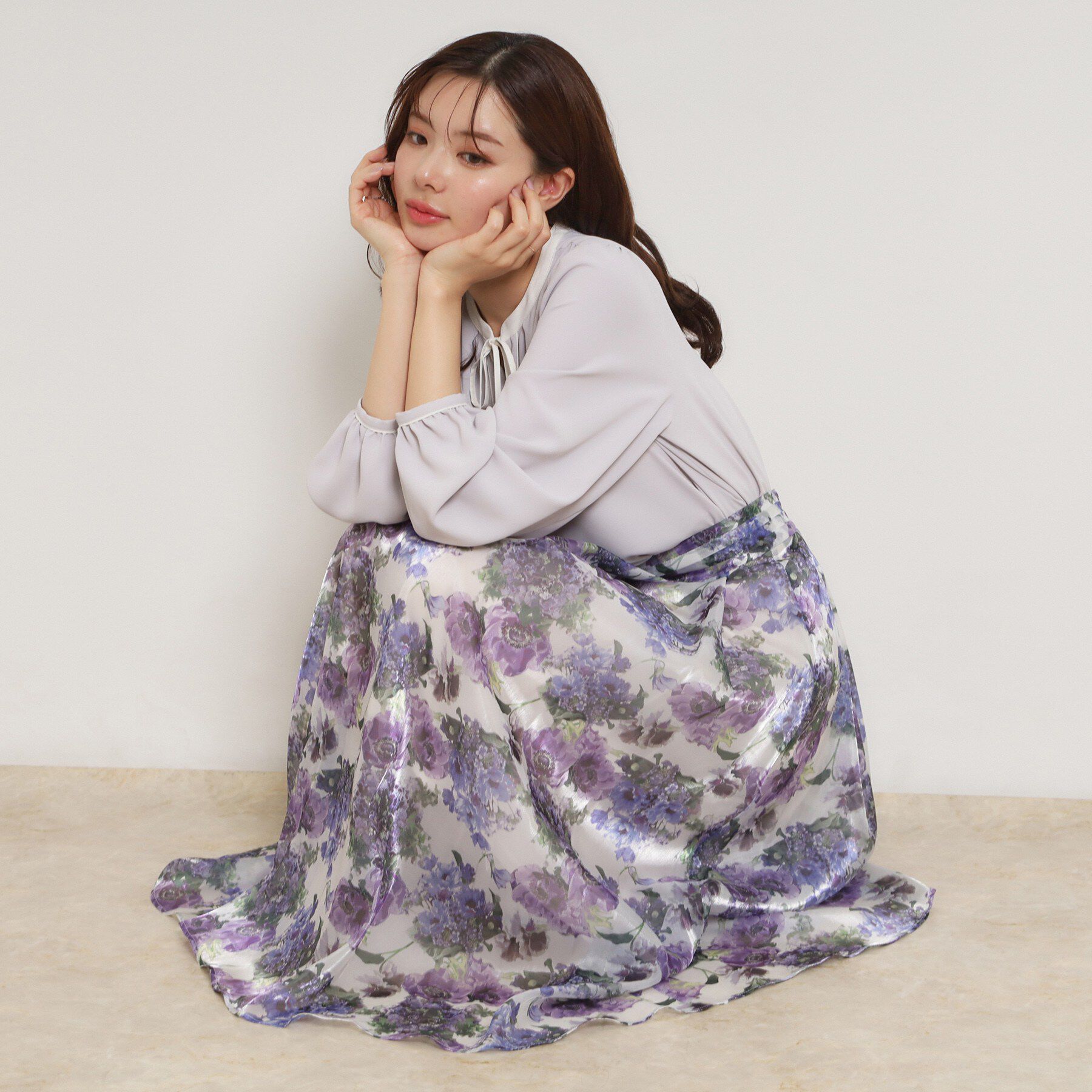 Couture broach「【洗える・通勤】Springオーガンフルールスカート」|スカート|
