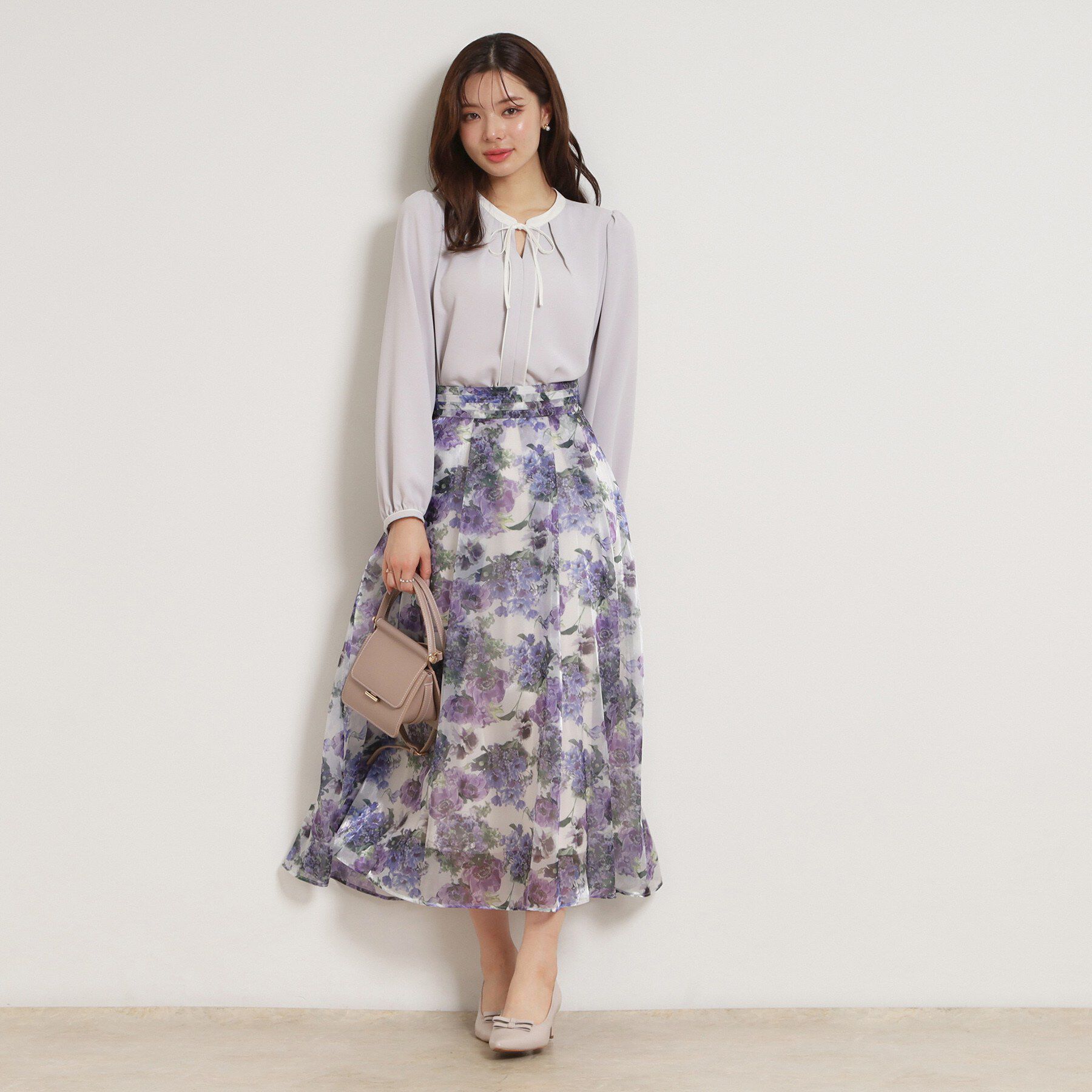 Couture broach「【洗える・通勤】Springオーガンフルールスカート」|スカート|