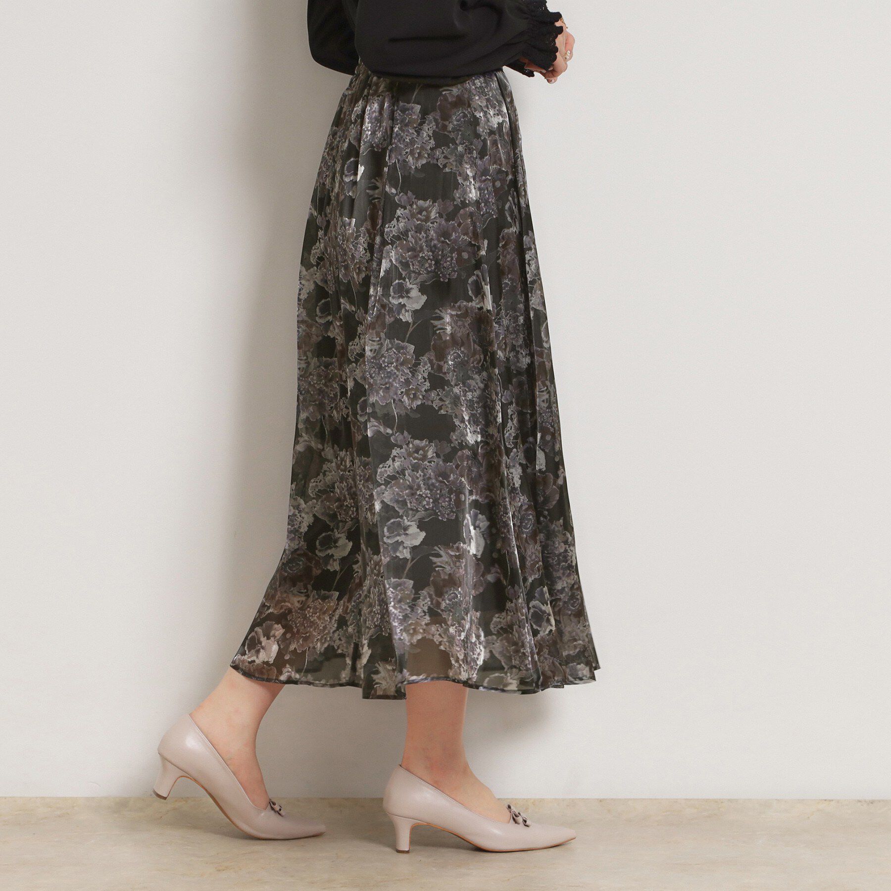 Couture broach「【洗える・通勤】Springオーガンフルールスカート」|スカート|
