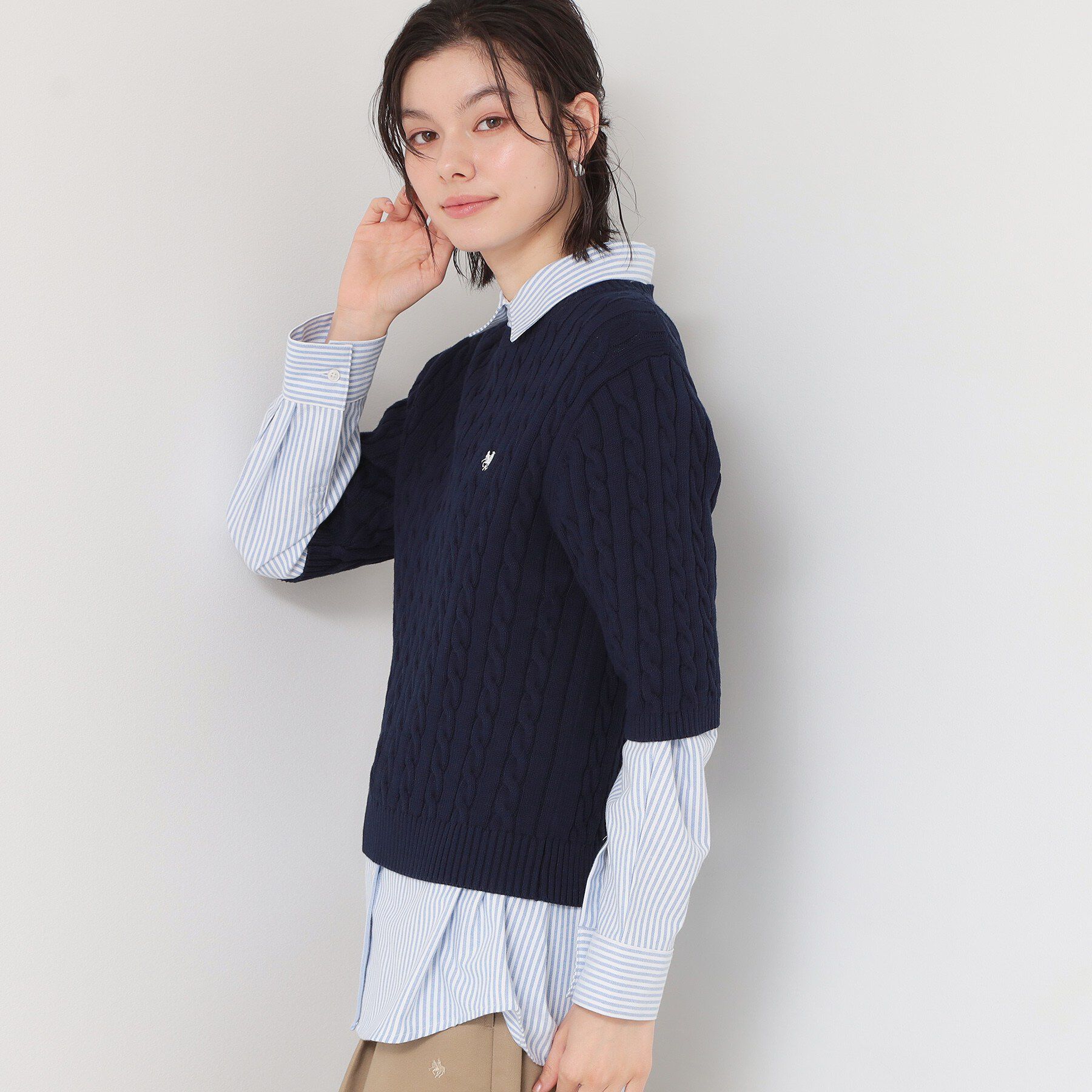 THE SHOP TK「【POLO BCS 別注】5分袖ケーブルニット」|ニット・セーター|