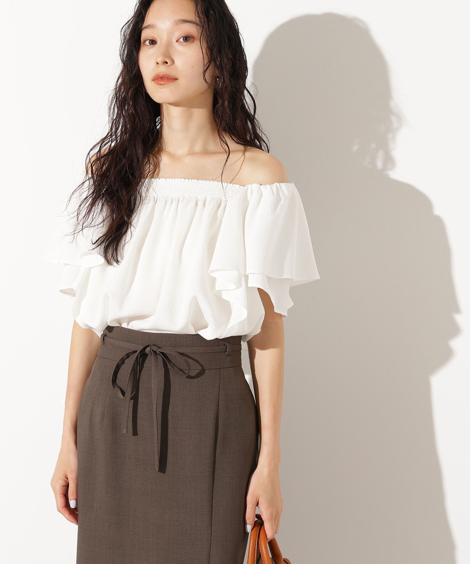  「ドビーフリルブラウス」|シャツ・ブラウス|オフホワイト1