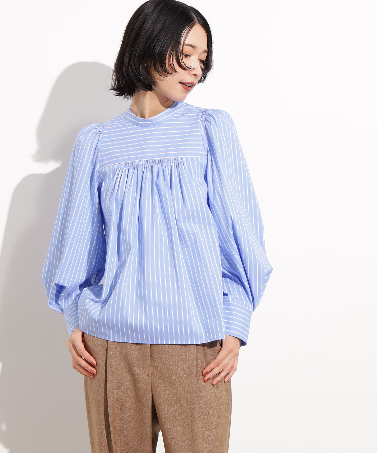  「バックリボンストライプブラウス」|シャツ・ブラウス|
