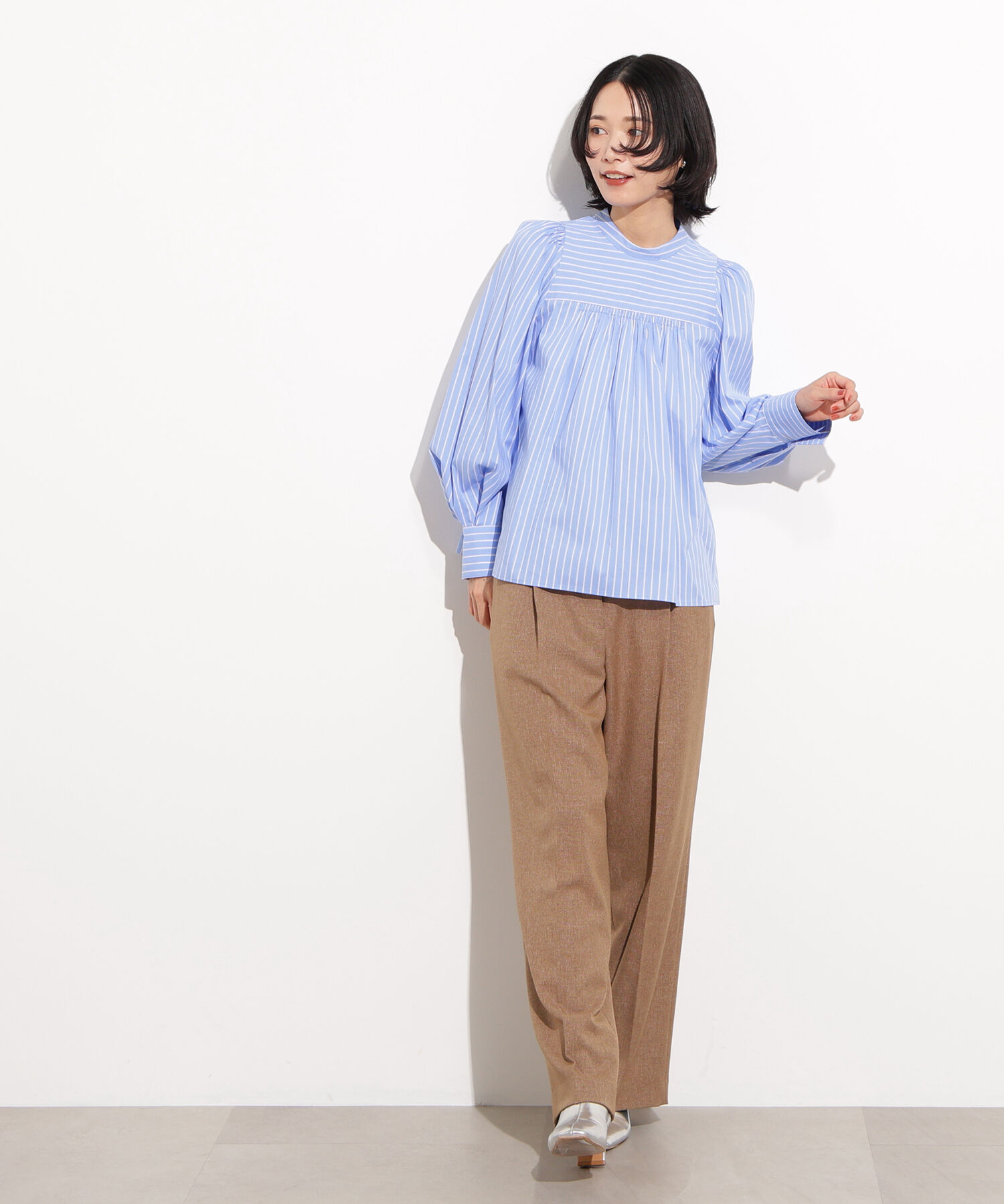  「バックリボンストライプブラウス」|シャツ・ブラウス|