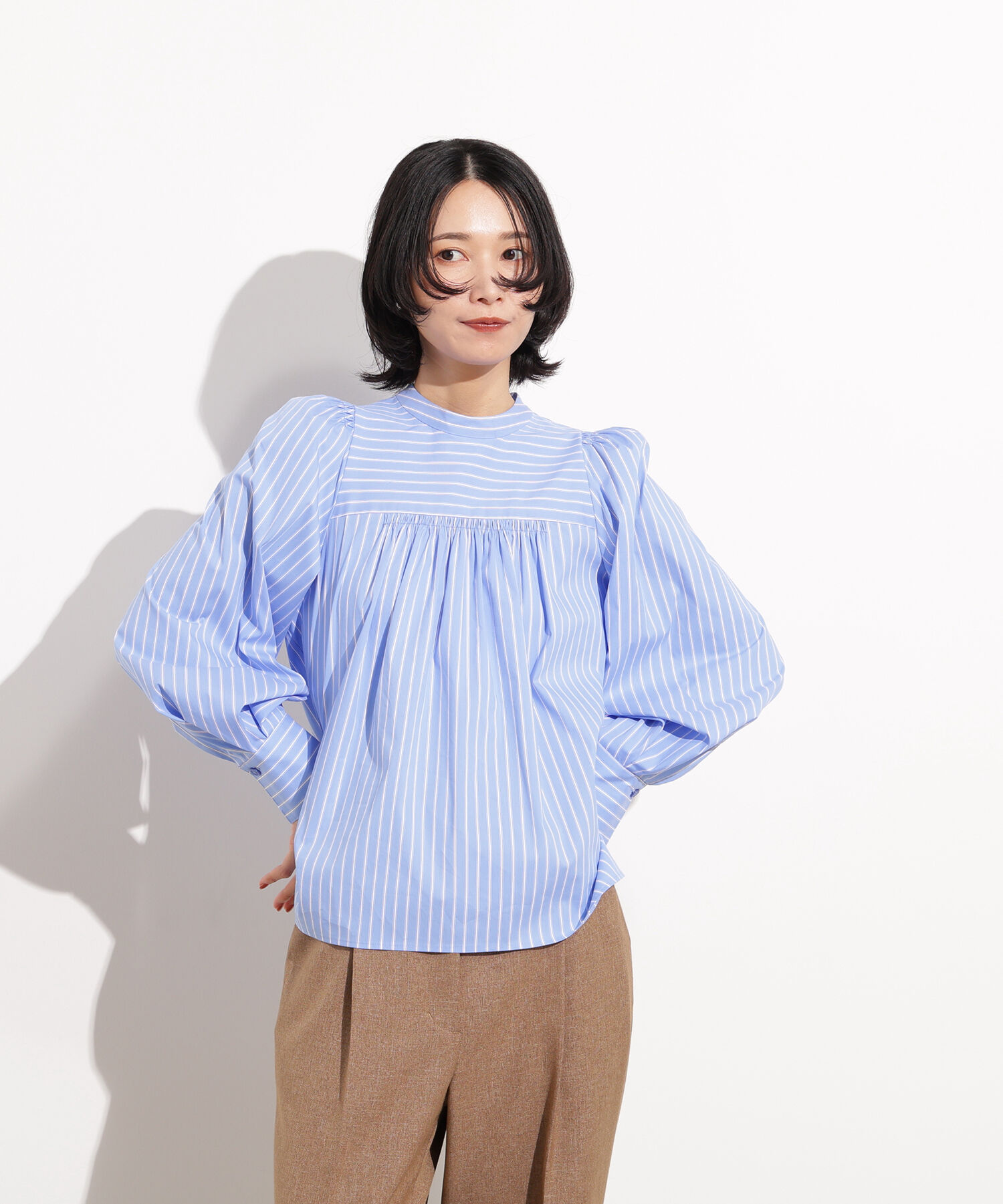  「バックリボンストライプブラウス」|シャツ・ブラウス|