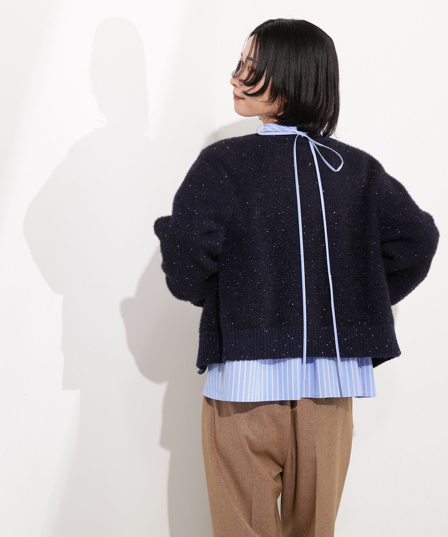  「バックリボンストライプブラウス」|シャツ・ブラウス|