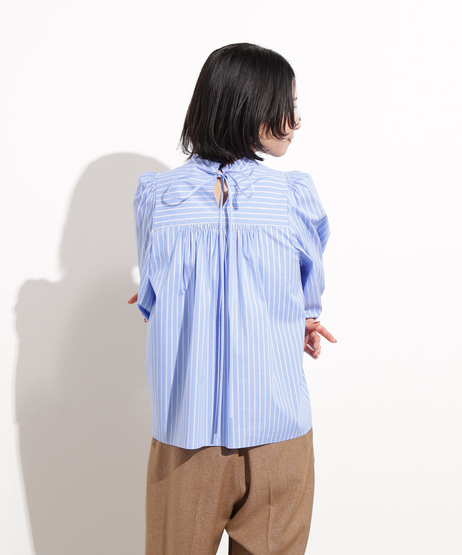  「バックリボンストライプブラウス」|シャツ・ブラウス|