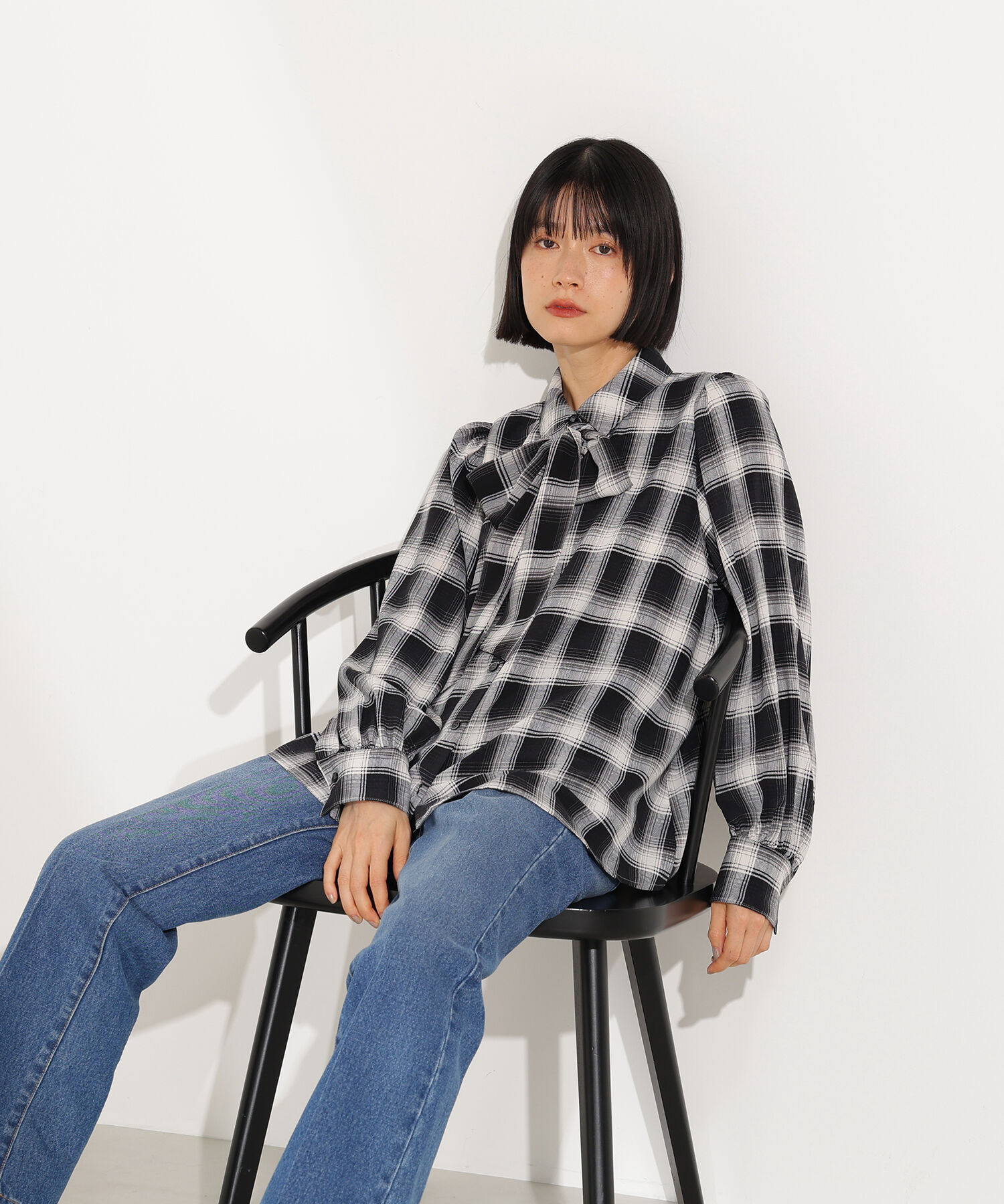  「チェックボウタイブラウス」|シャツ・ブラウス|