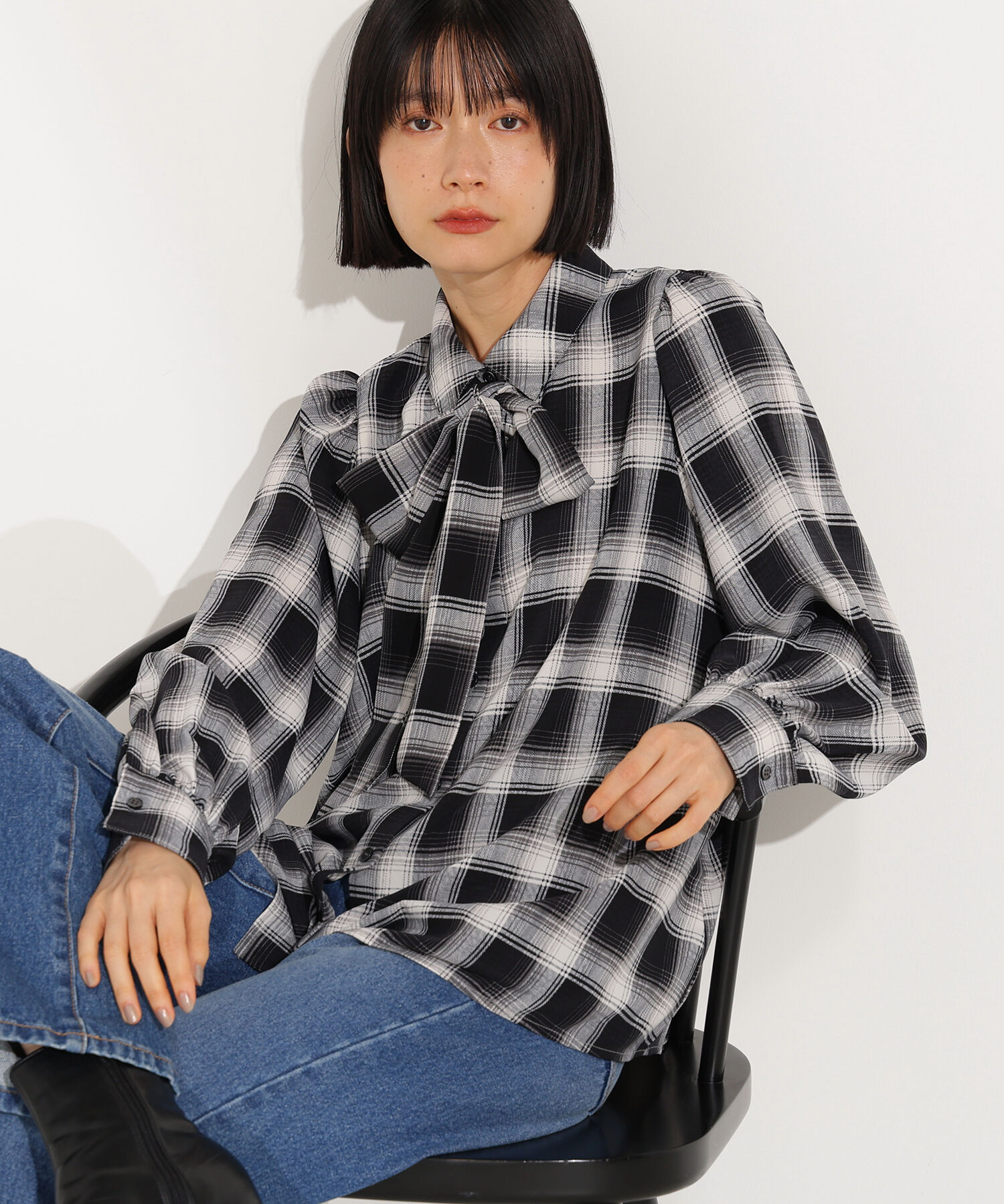 「チェックボウタイブラウス」|シャツ・ブラウス|