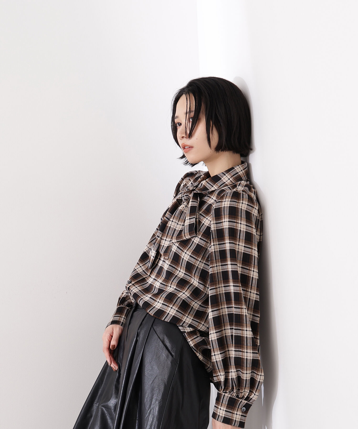  「チェックボウタイブラウス」|シャツ・ブラウス|