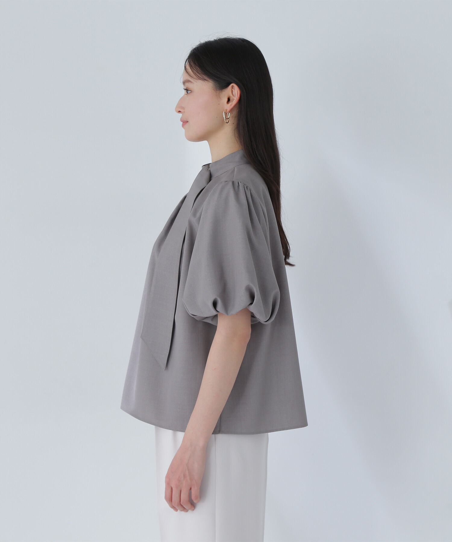  「リネンライクサイドタイブラウス」|シャツ・ブラウス|