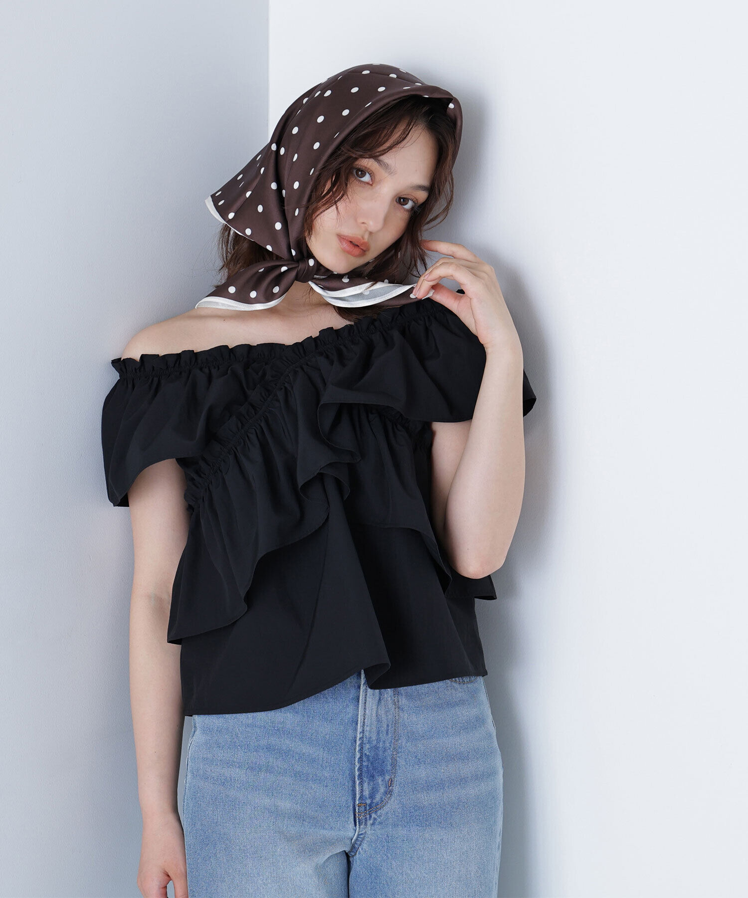  「クロスフリルギャザーブラウス」|シャツ・ブラウス|