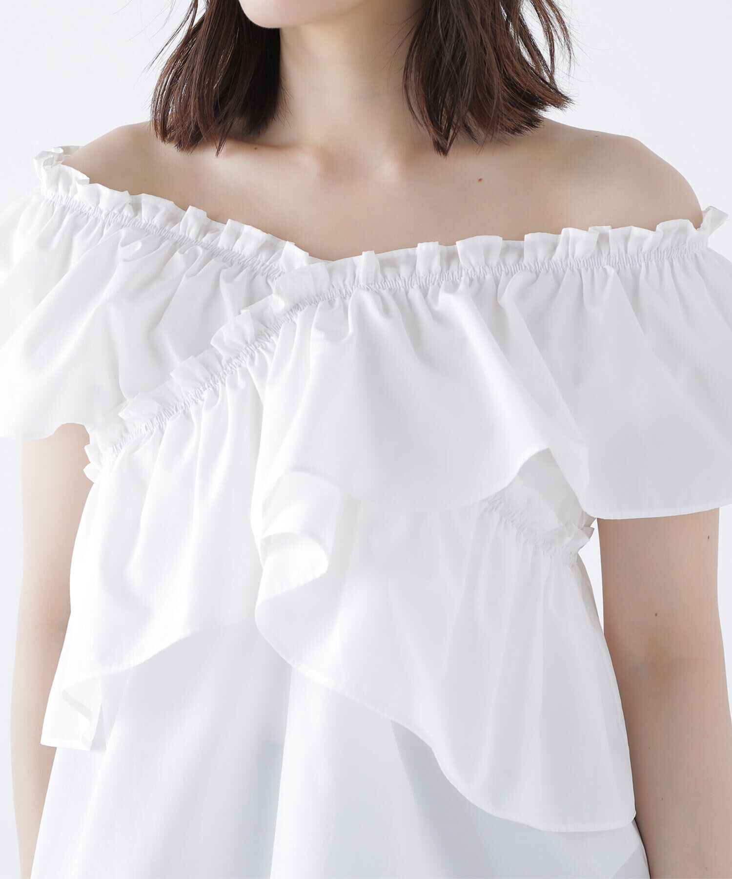  「クロスフリルギャザーブラウス」|シャツ・ブラウス|