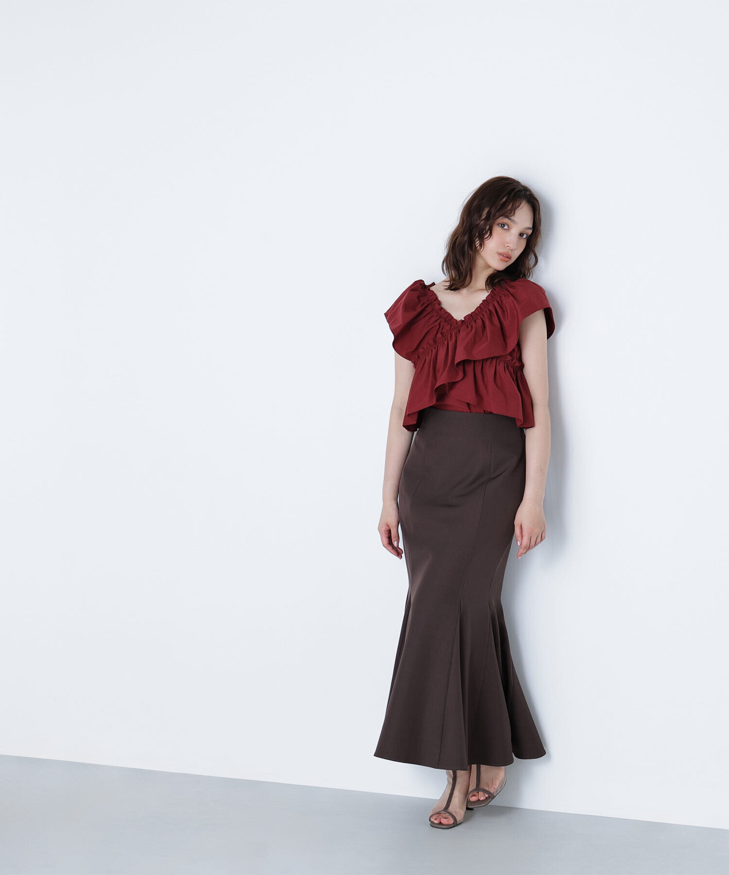  「クロスフリルギャザーブラウス」|シャツ・ブラウス|