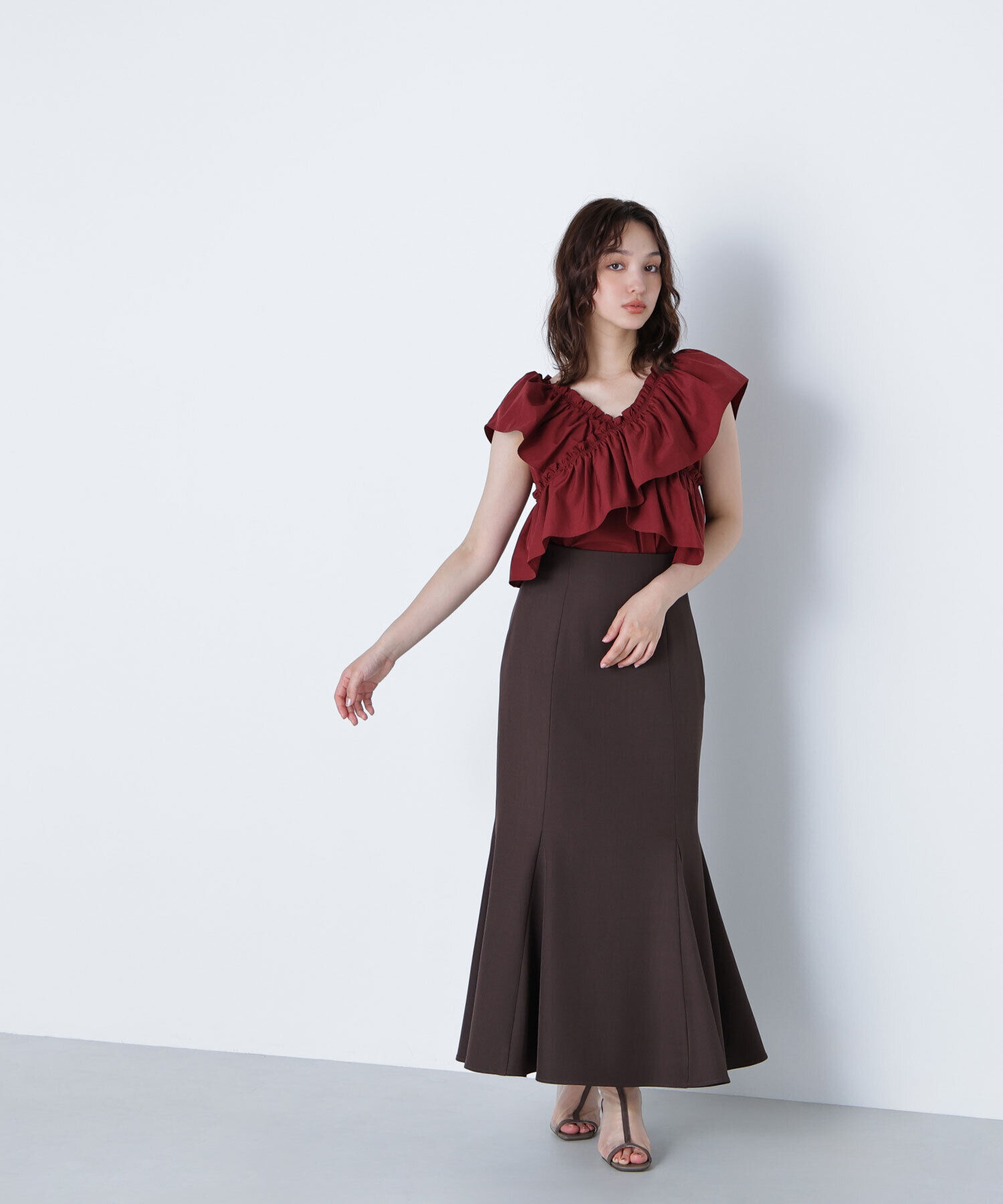  「クロスフリルギャザーブラウス」|シャツ・ブラウス|