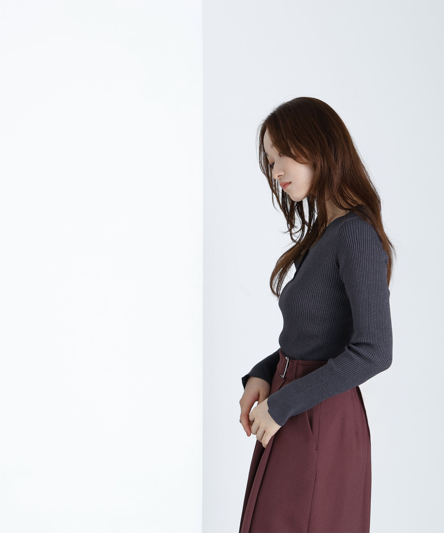  「フロントボタンラメリブニット」|ニット・セーター|