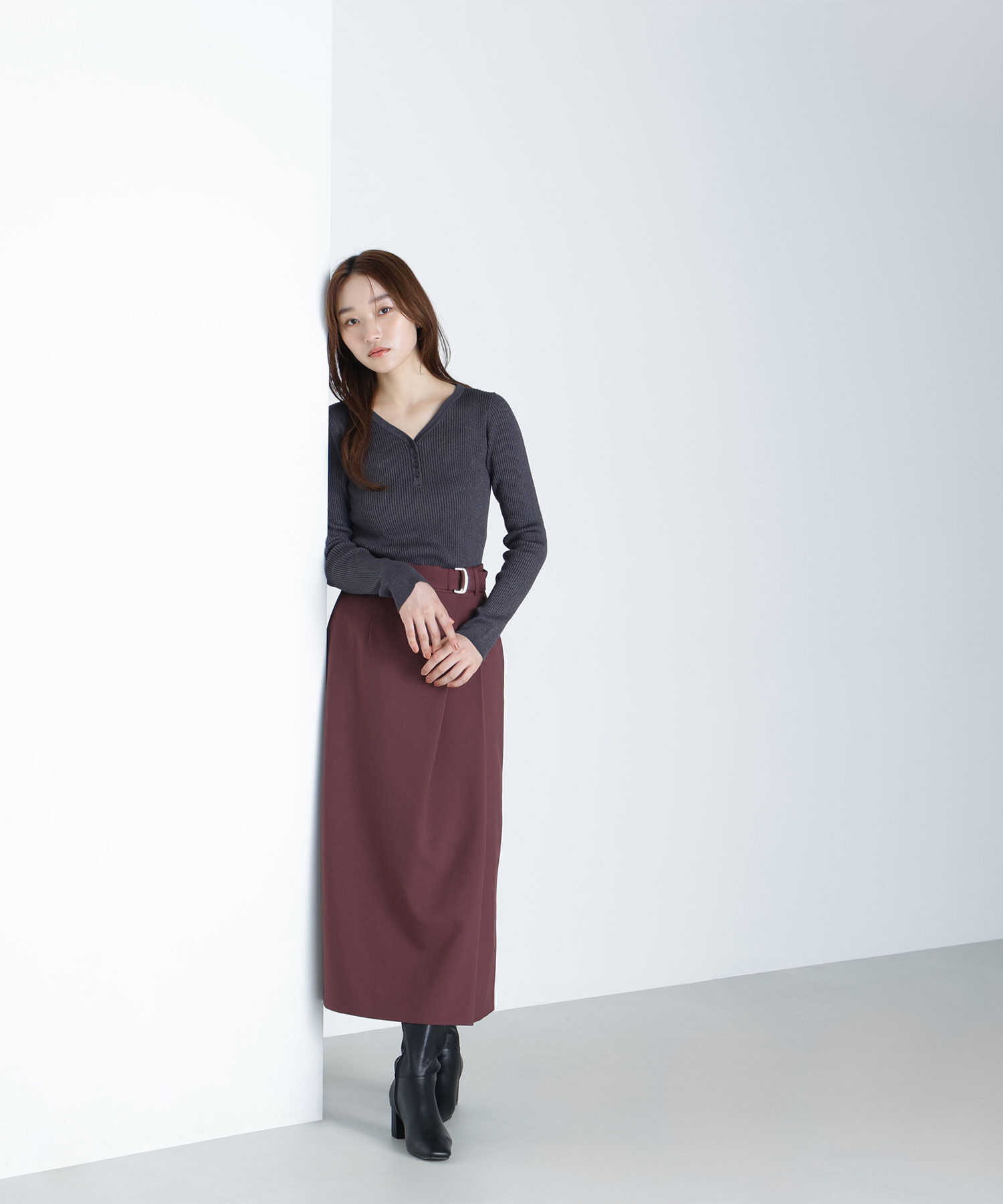  「フロントボタンラメリブニット」|ニット・セーター|