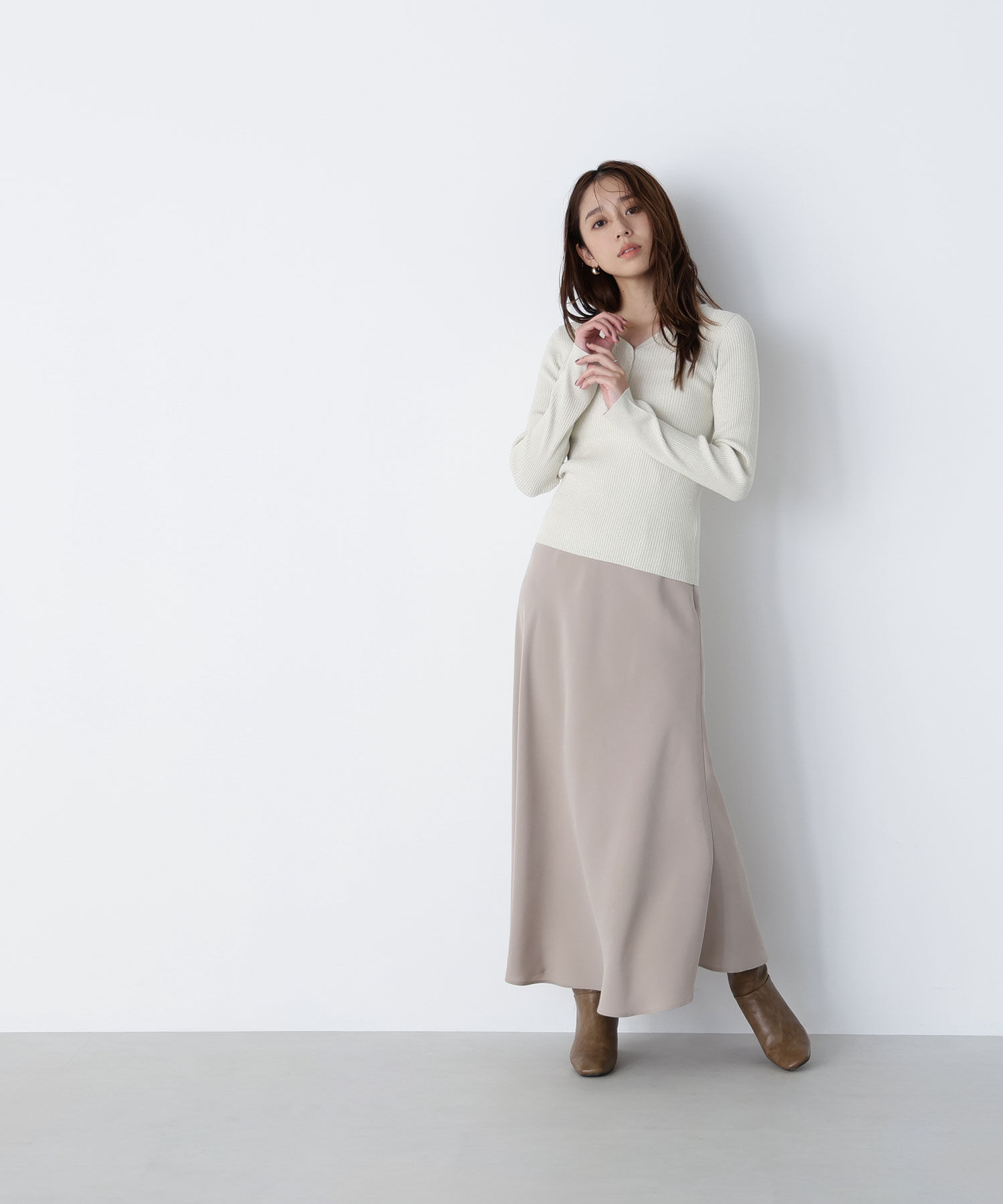  「フロントボタンラメリブニット」|ニット・セーター|