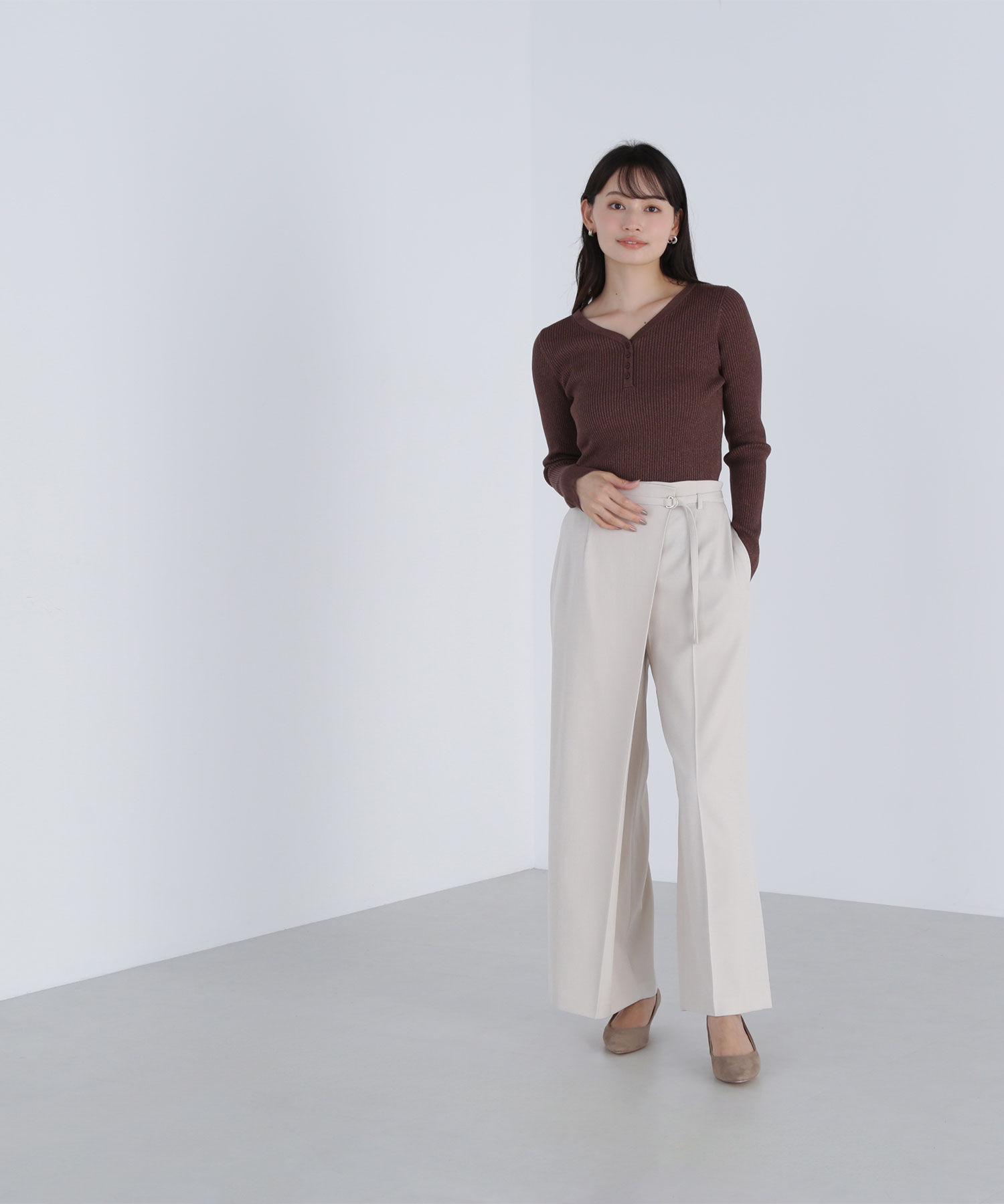  「フロントボタンラメリブニット」|ニット・セーター|