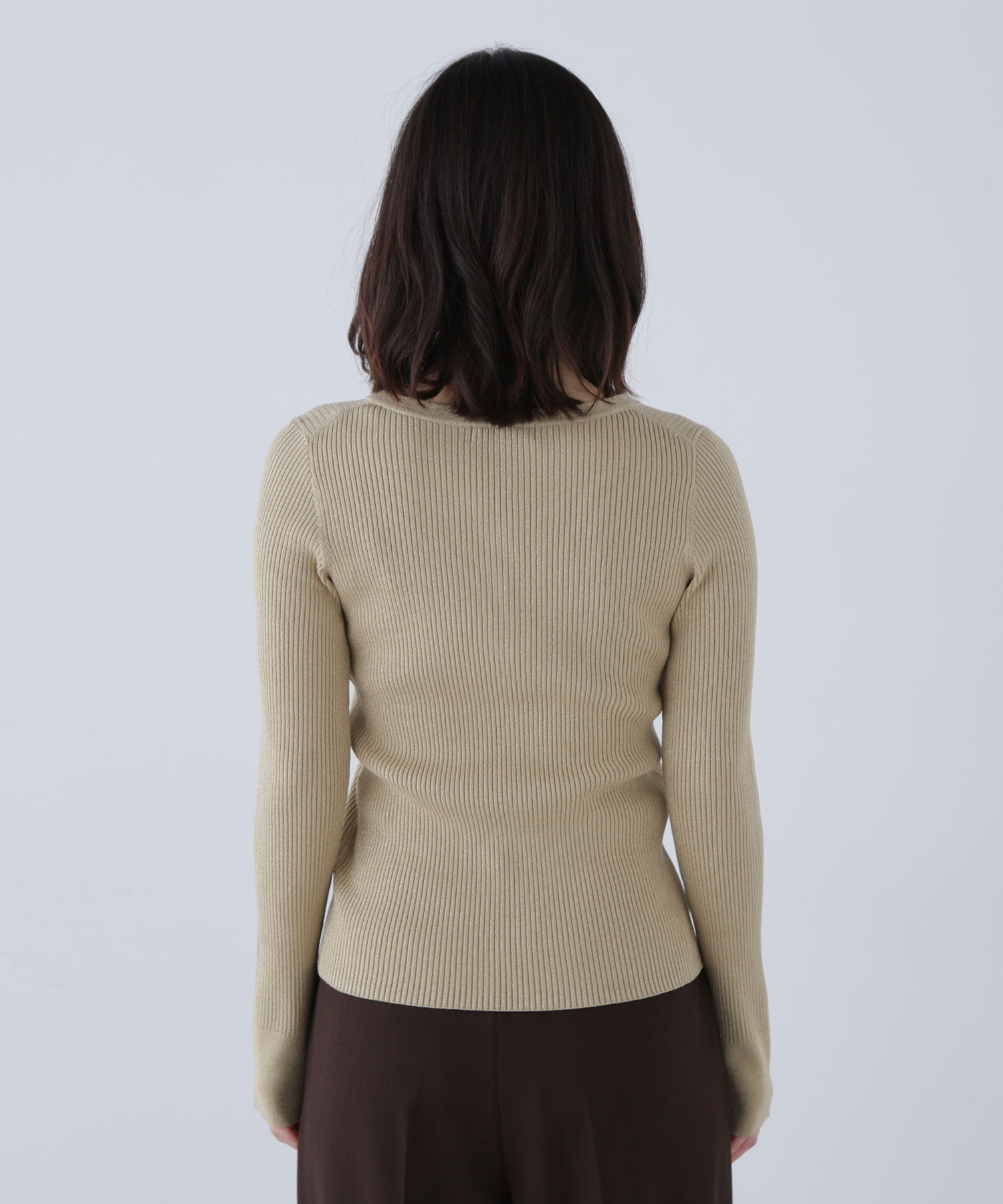  「フロントボタンラメリブニット」|ニット・セーター|