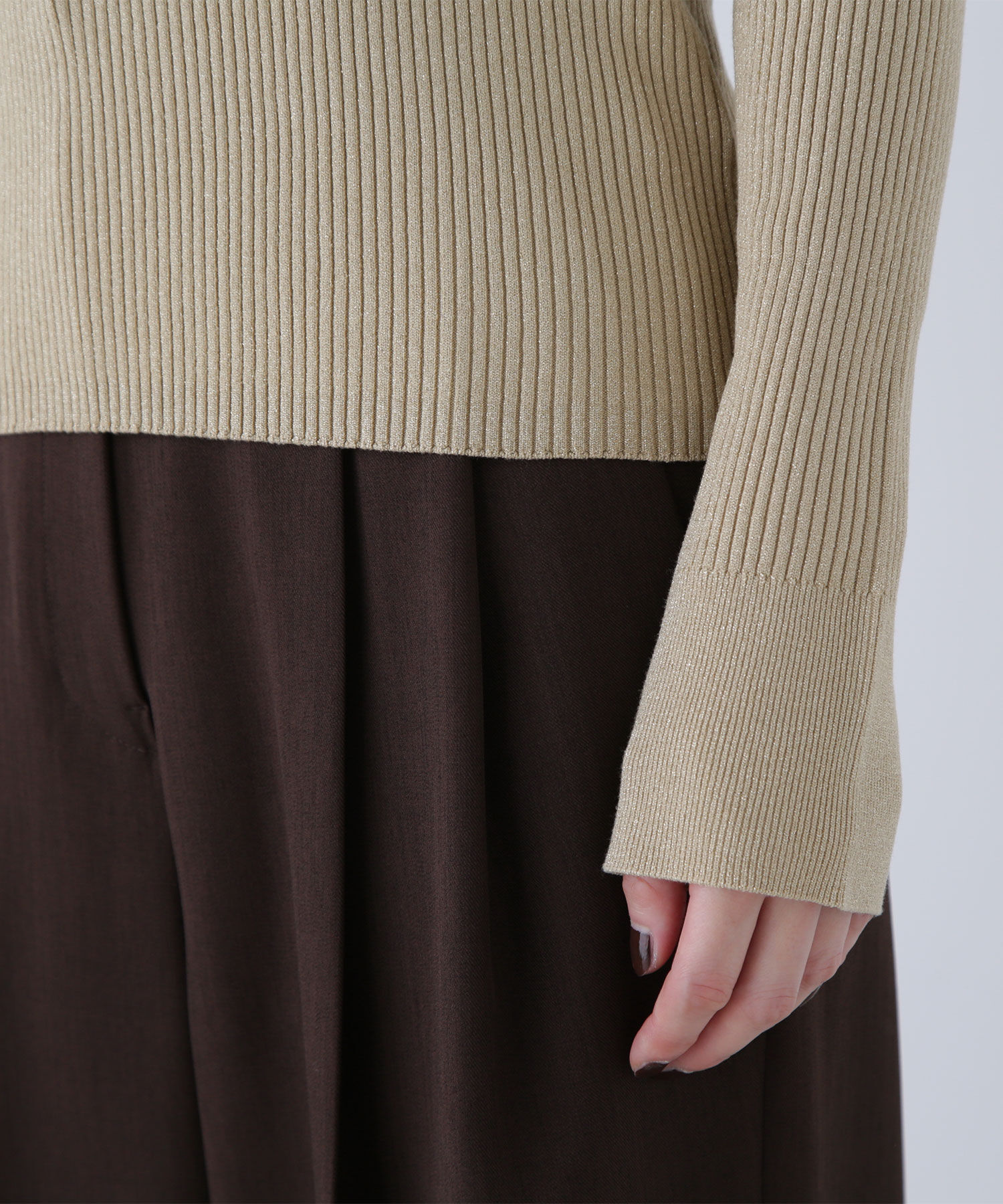  「フロントボタンラメリブニット」|ニット・セーター|