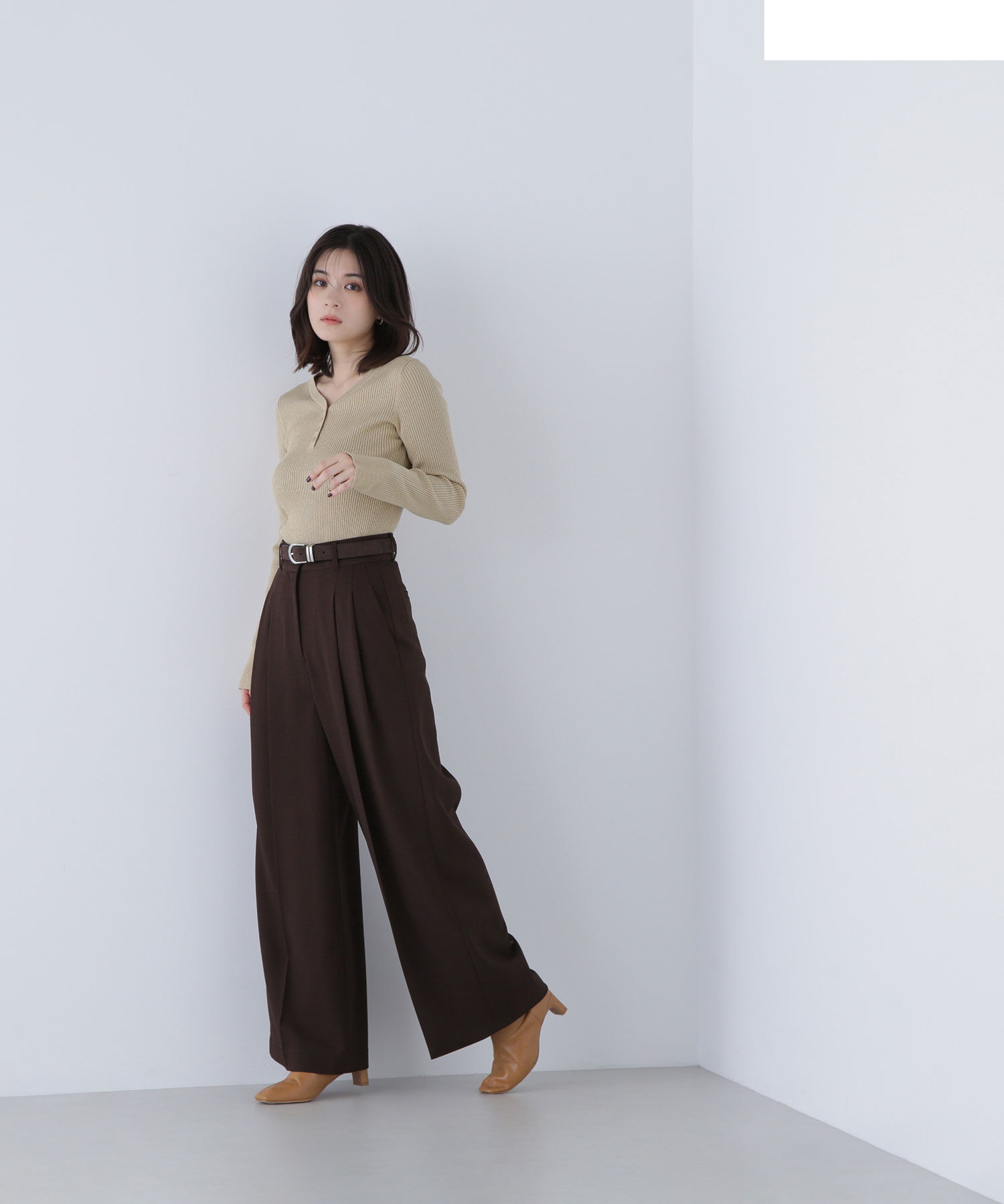  「フロントボタンラメリブニット」|ニット・セーター|