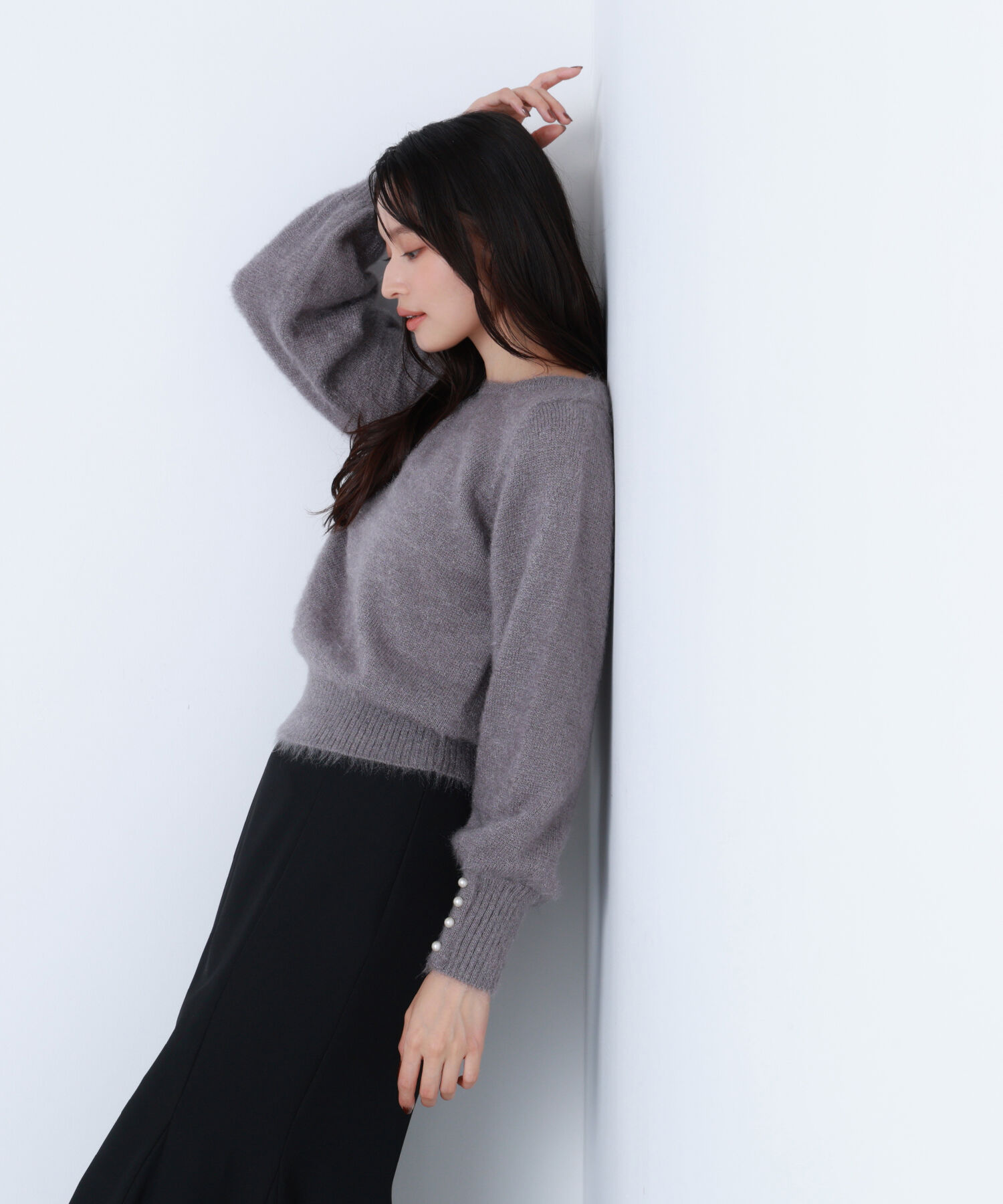  「パールボタンヘアリーニット」|ニット・セーター|