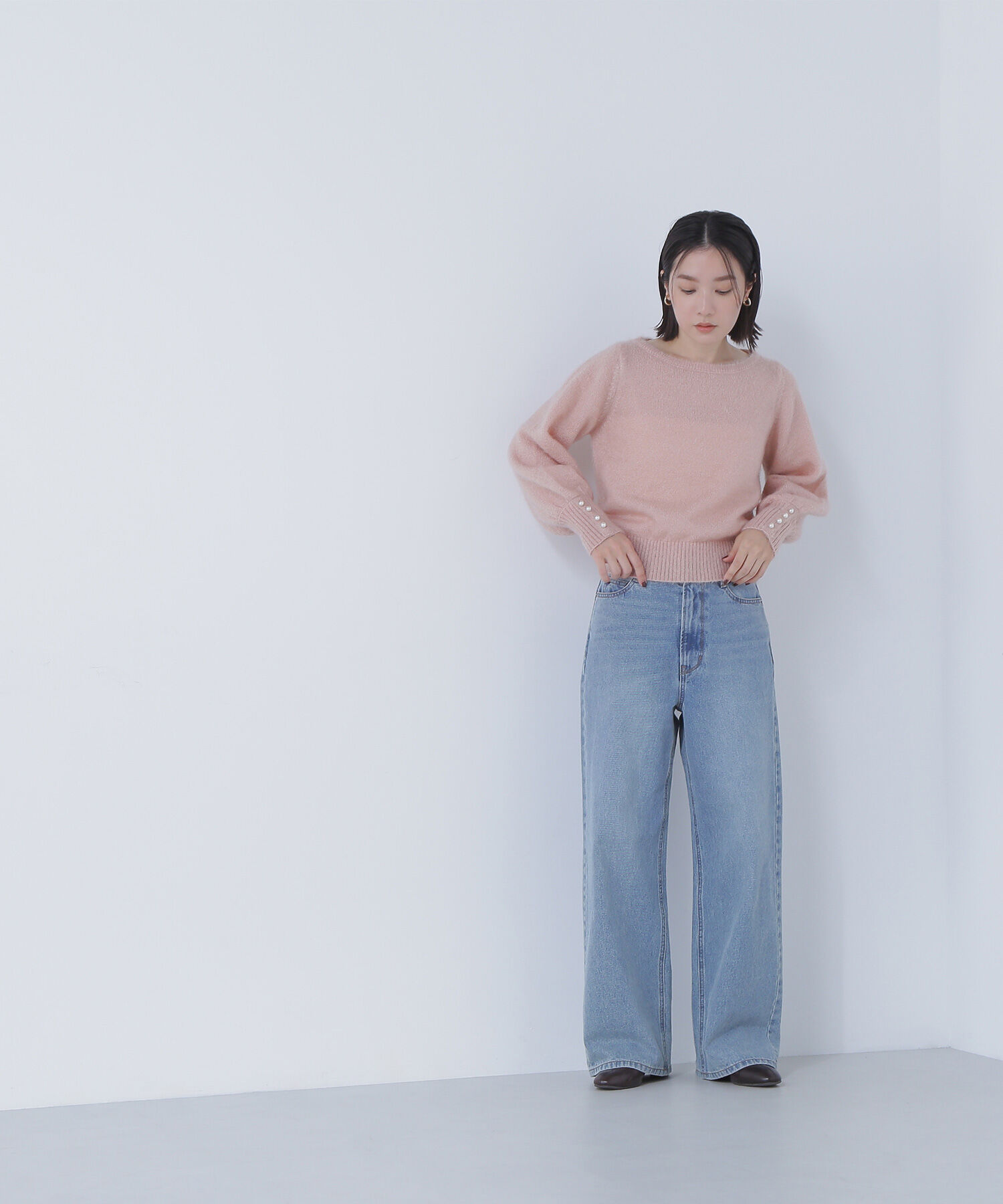  「パールボタンヘアリーニット」|ニット・セーター|