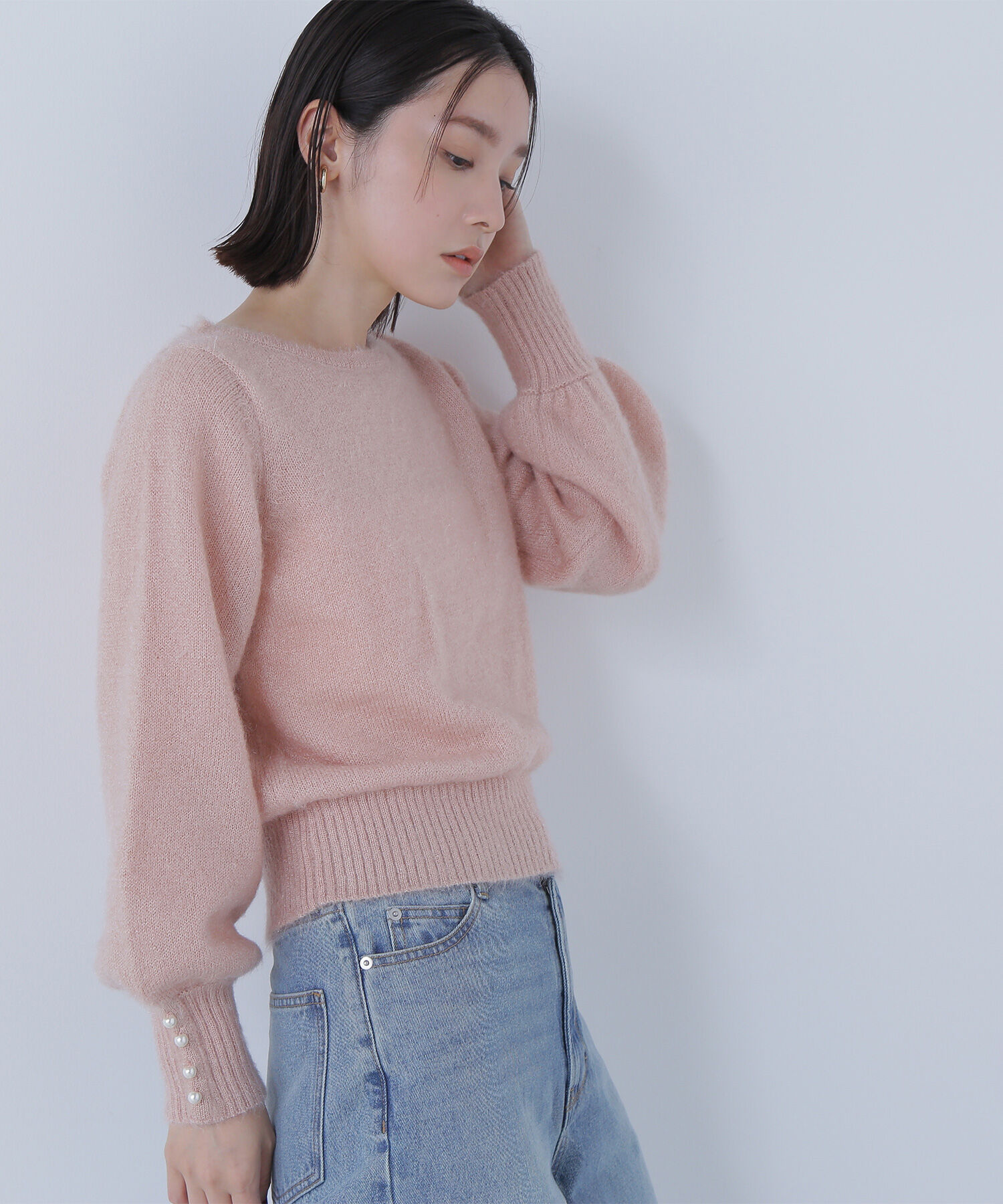  「パールボタンヘアリーニット」|ニット・セーター|