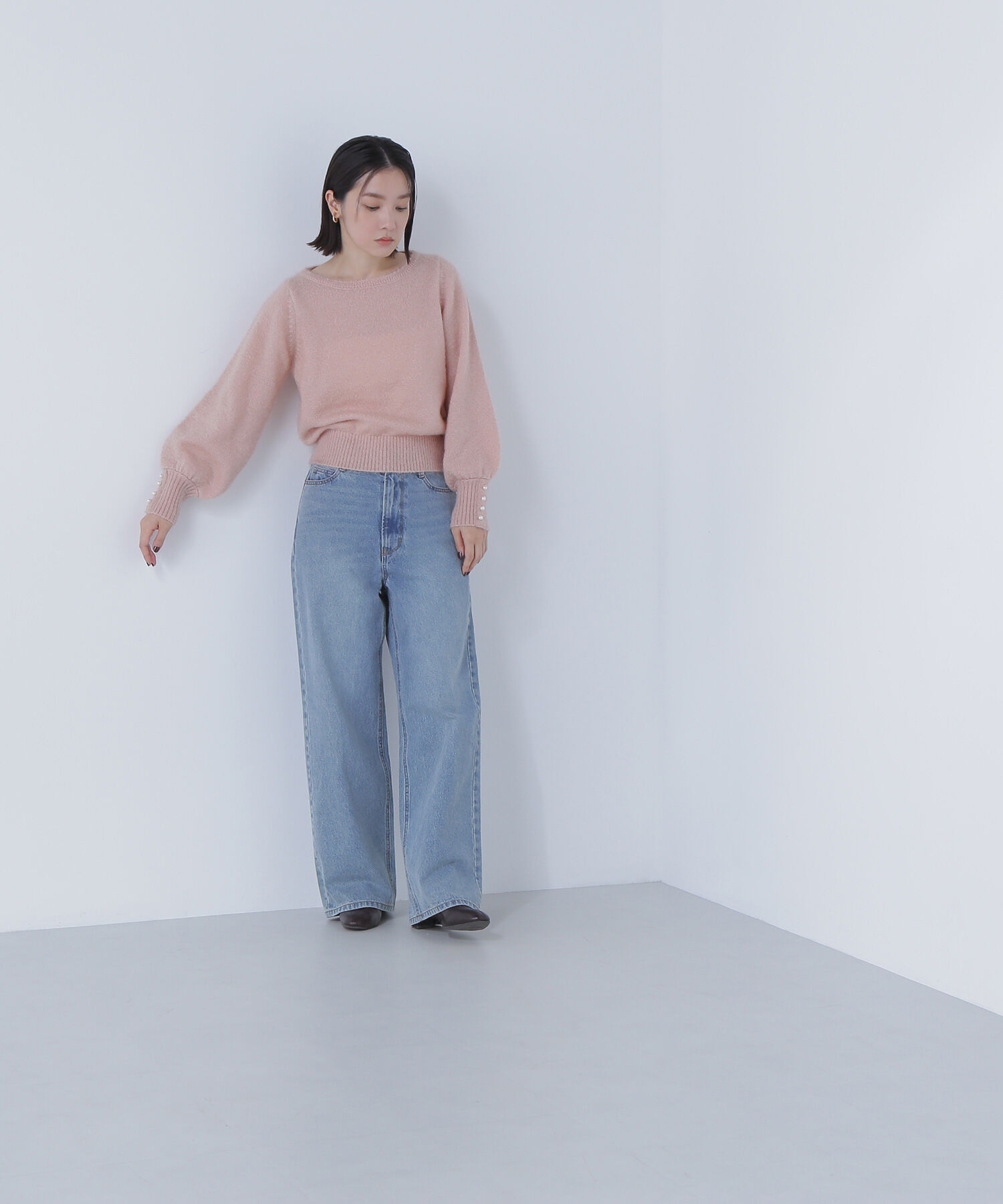  「パールボタンヘアリーニット」|ニット・セーター|