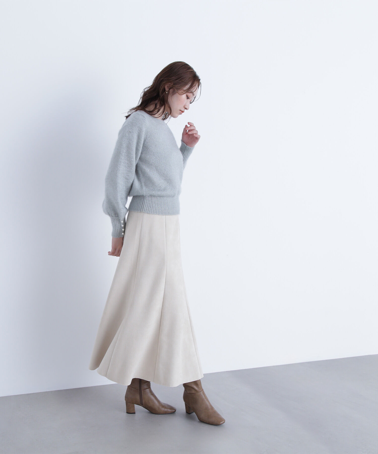  「パールボタンヘアリーニット」|ニット・セーター|