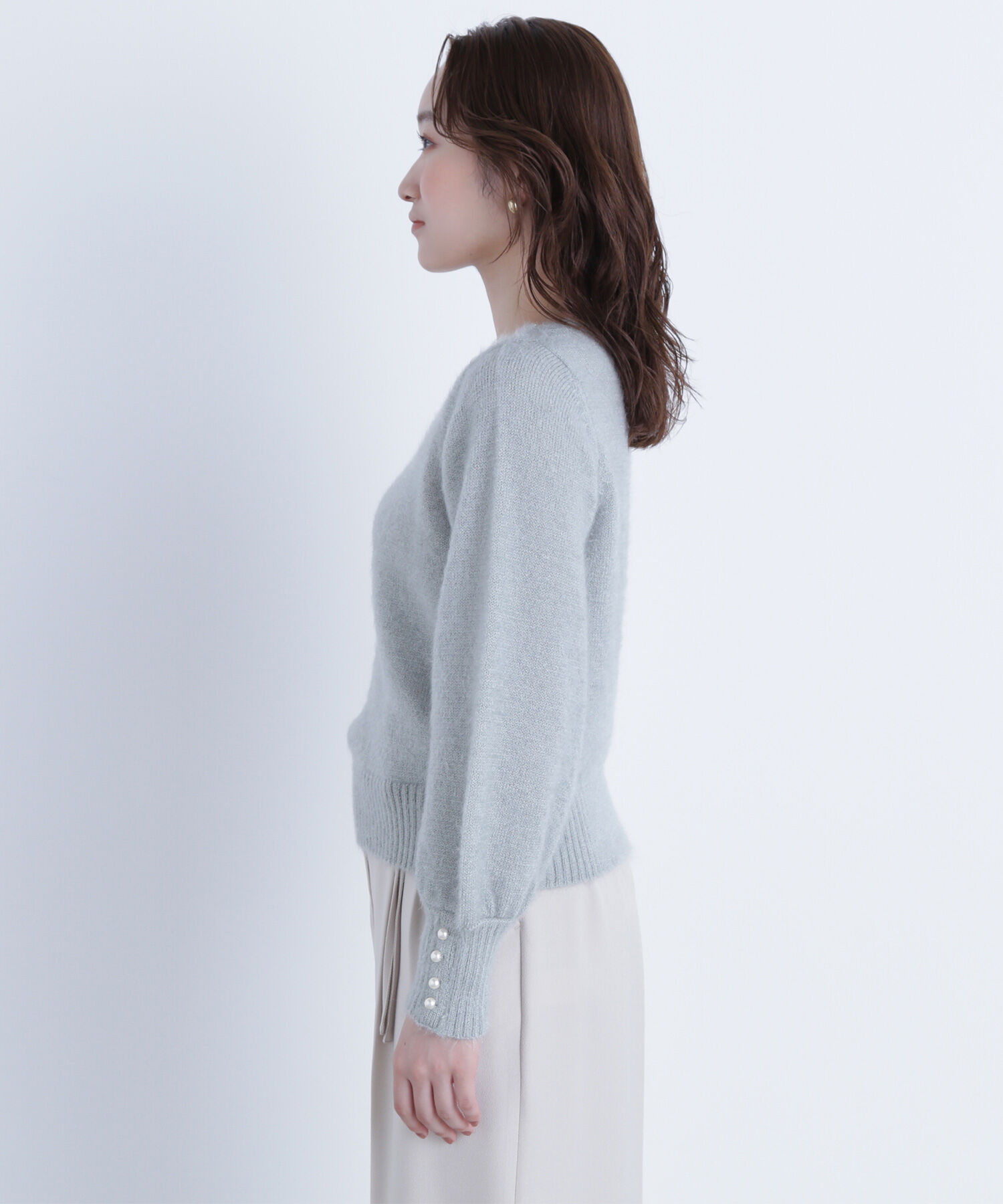  「パールボタンヘアリーニット」|ニット・セーター|