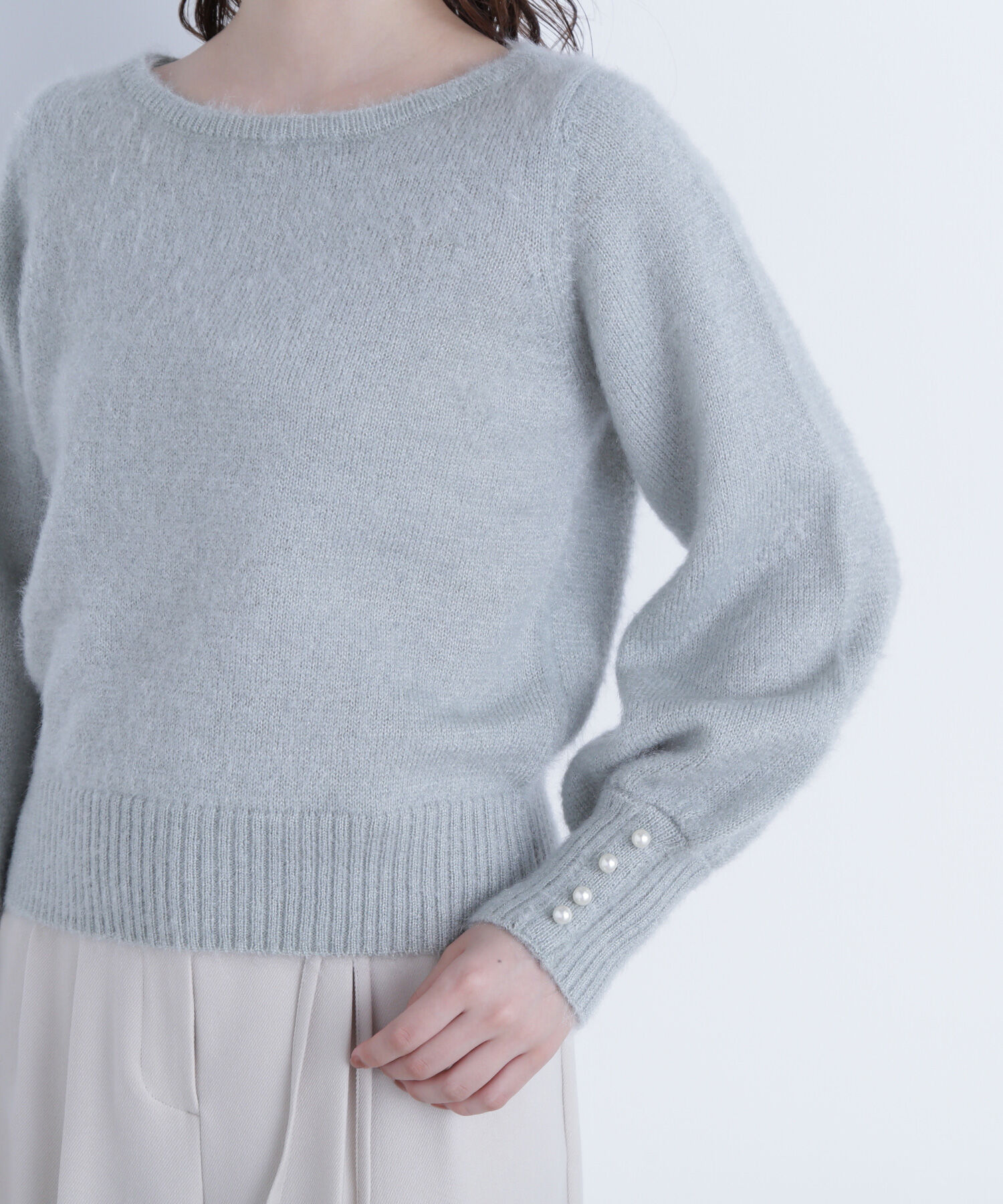  「パールボタンヘアリーニット」|ニット・セーター|
