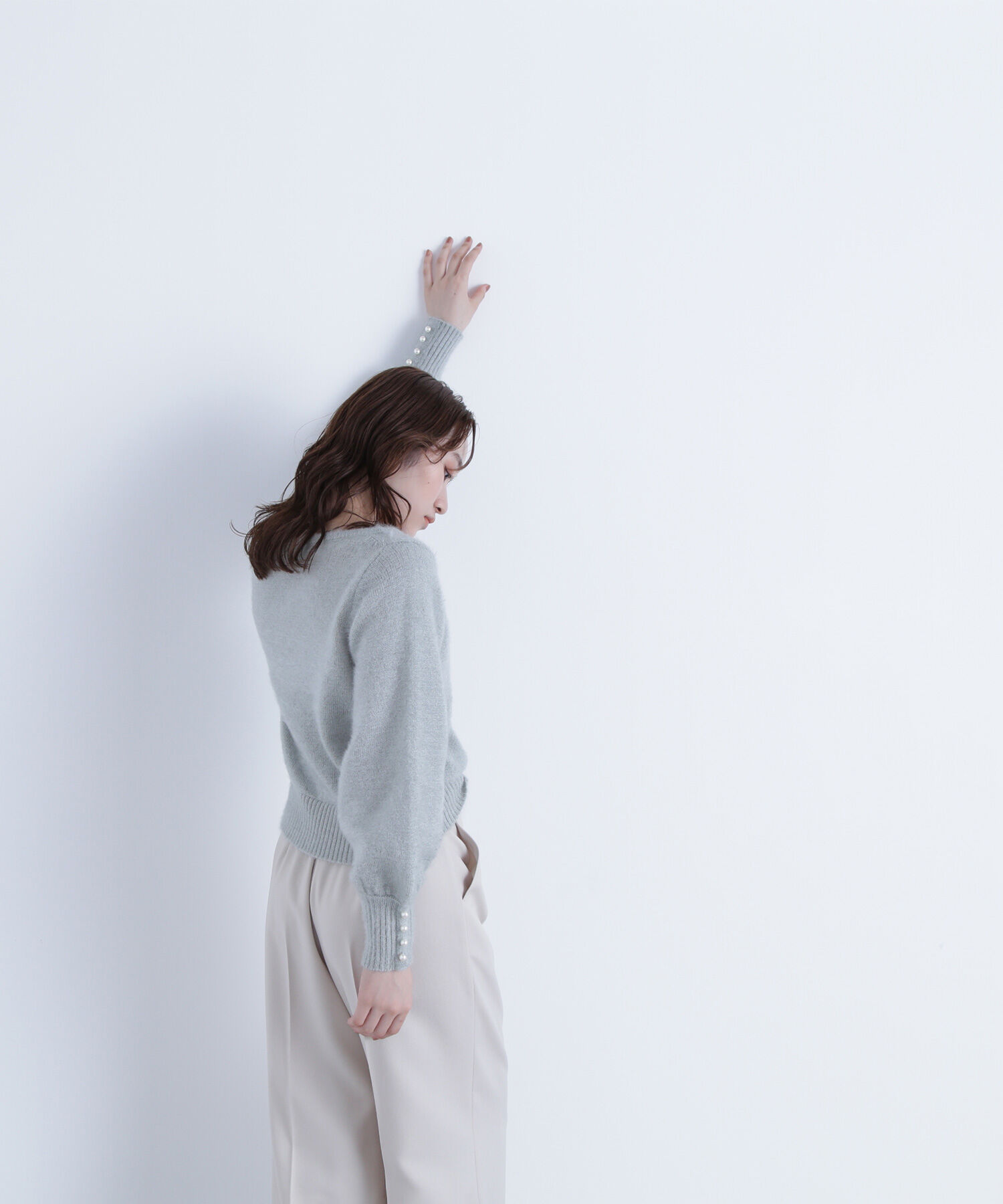  「パールボタンヘアリーニット」|ニット・セーター|