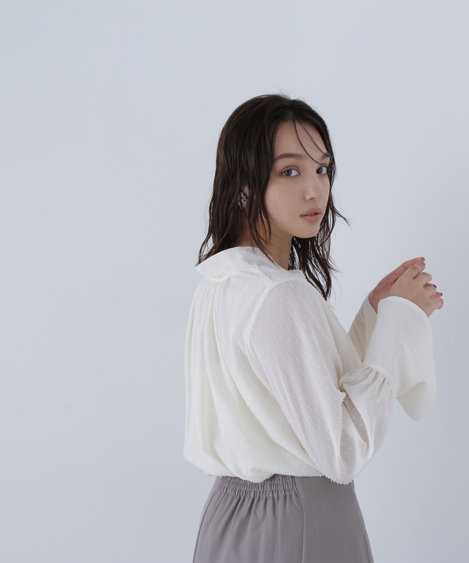  「カットドビーボウブラウス」|シャツ・ブラウス|