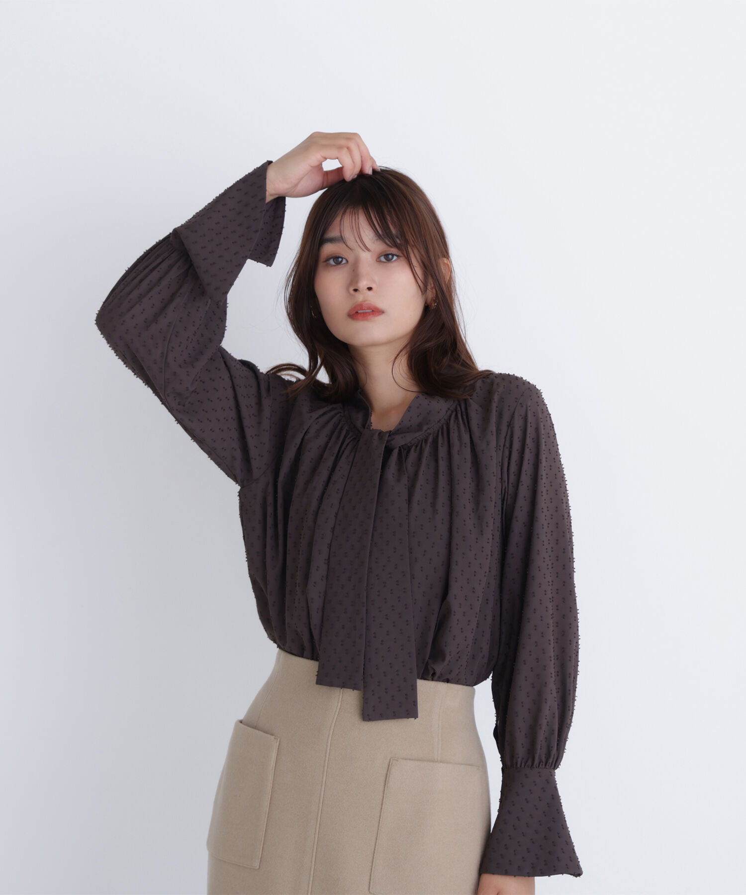  「カットドビーボウブラウス」|シャツ・ブラウス|
