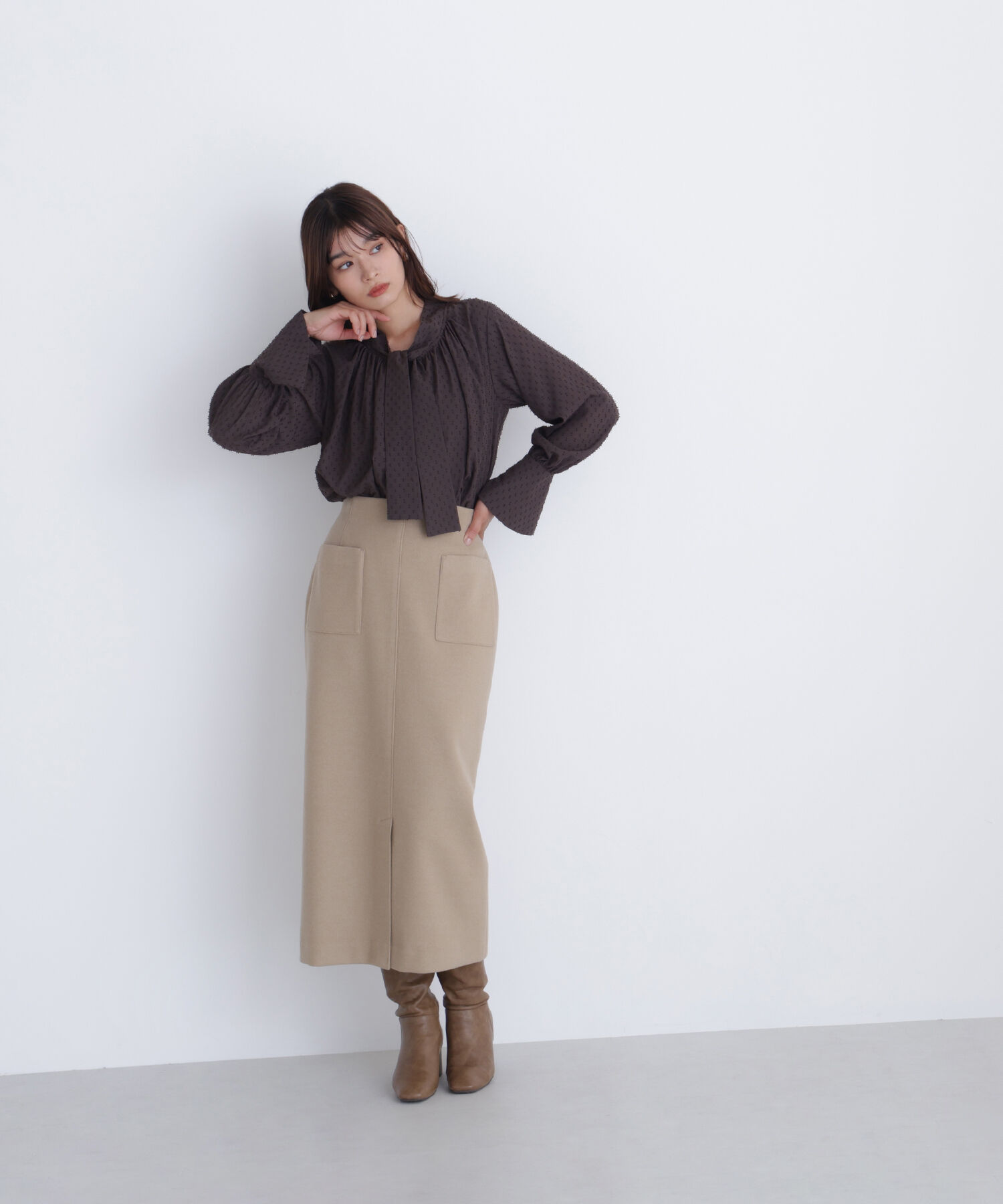  「カットドビーボウブラウス」|シャツ・ブラウス|