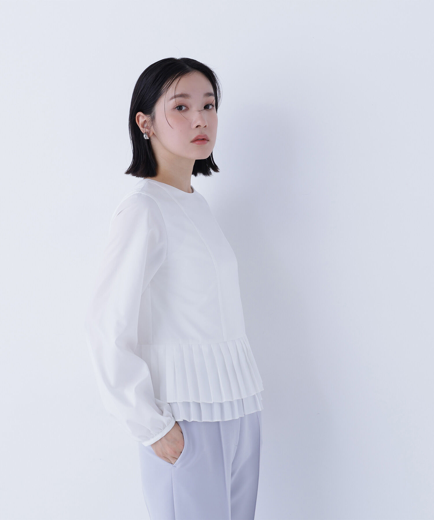  「プリーツヘムブラウス」|シャツ・ブラウス|
