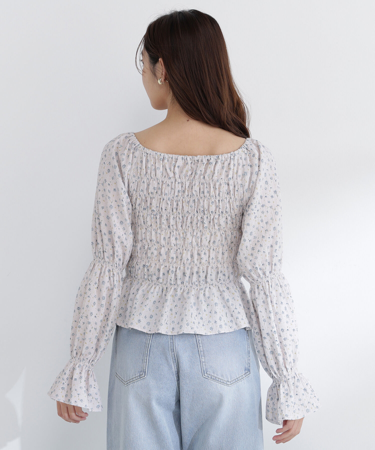  「ミニフラワーシャーリングブラウス」|シャツ・ブラウス|