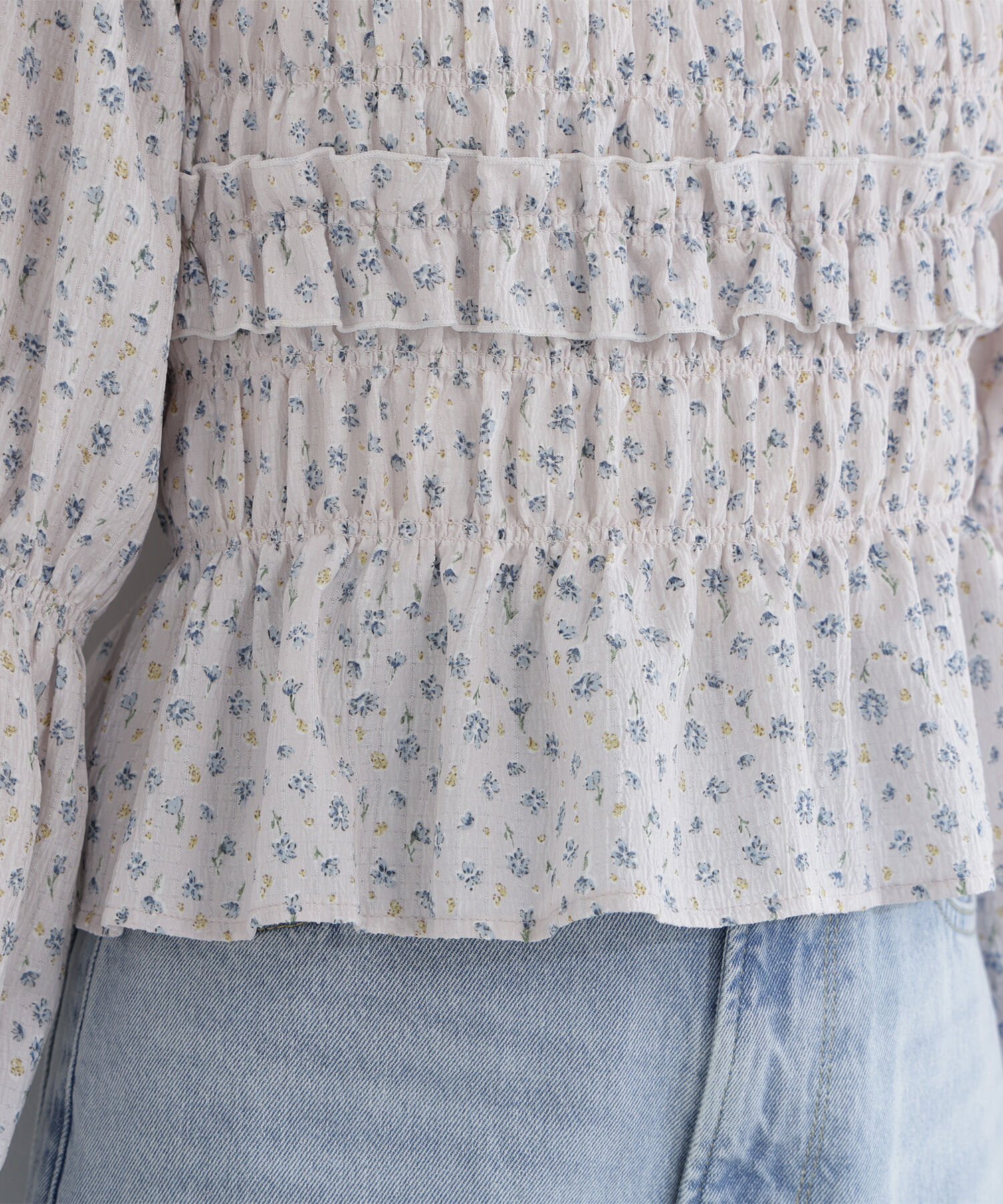  「ミニフラワーシャーリングブラウス」|シャツ・ブラウス|