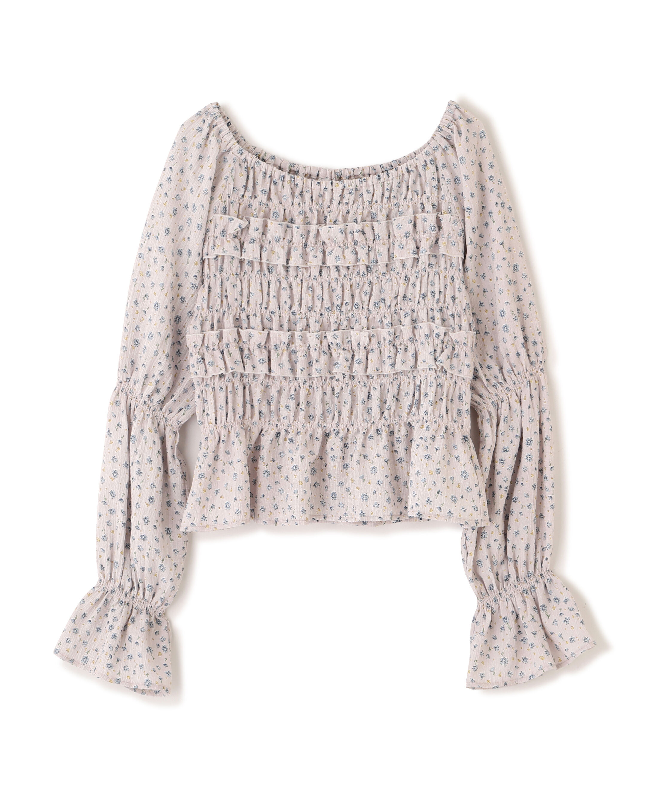  「ミニフラワーシャーリングブラウス」|シャツ・ブラウス|