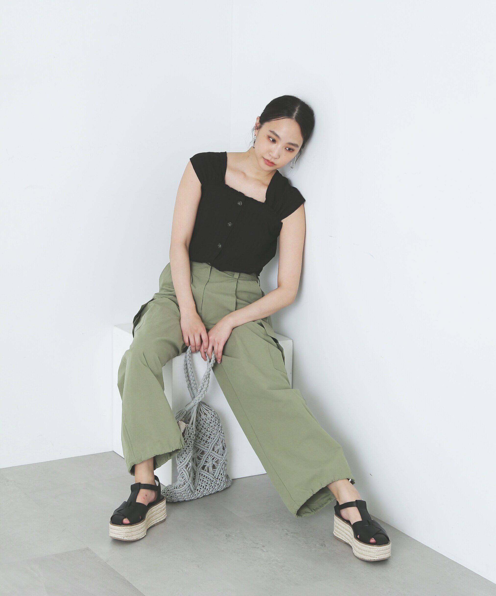  「フロントボタンノースリブラウス」|シャツ・ブラウス|